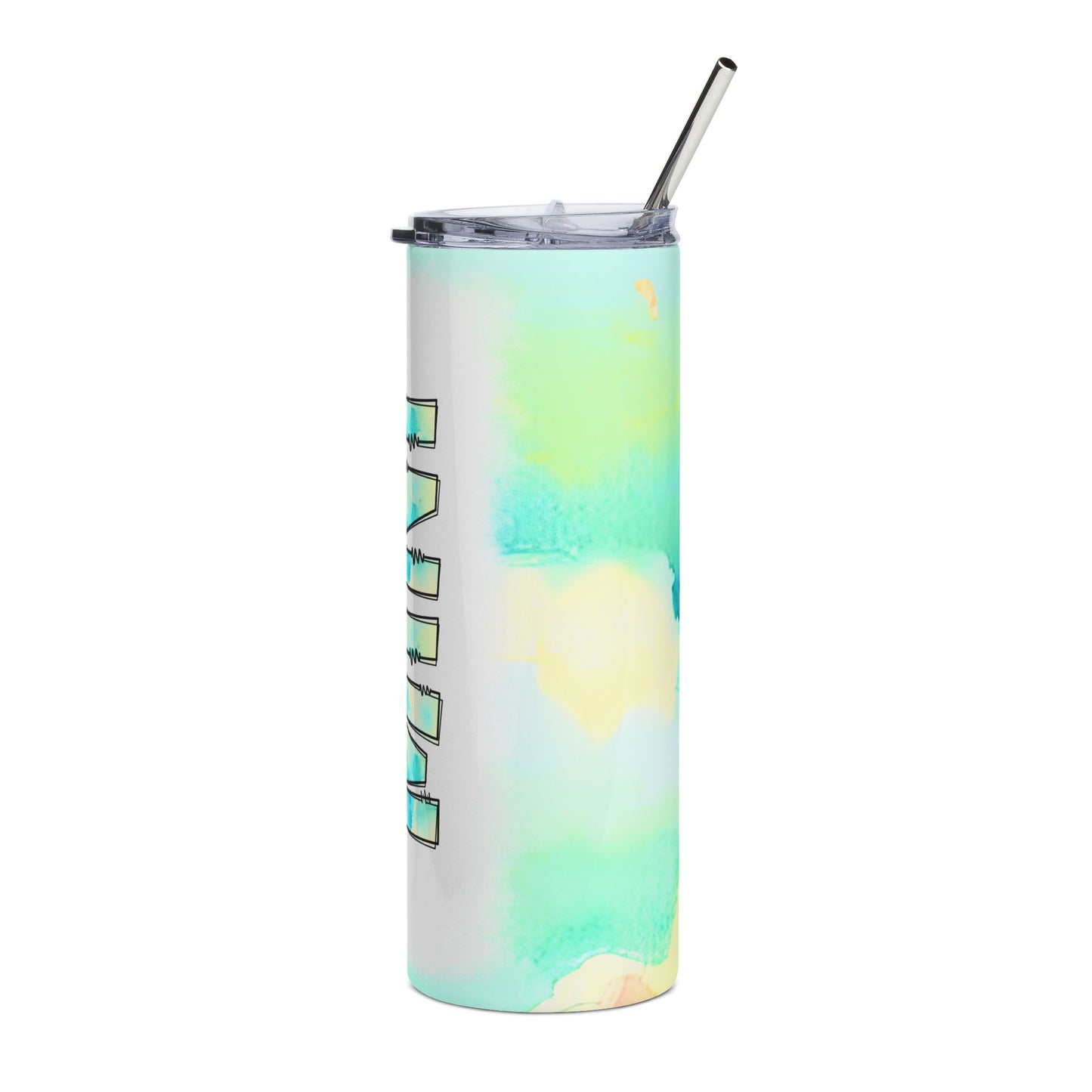 20oz Stainless Steel Tumbler – Neon Watercolor Name Design (Customizable)