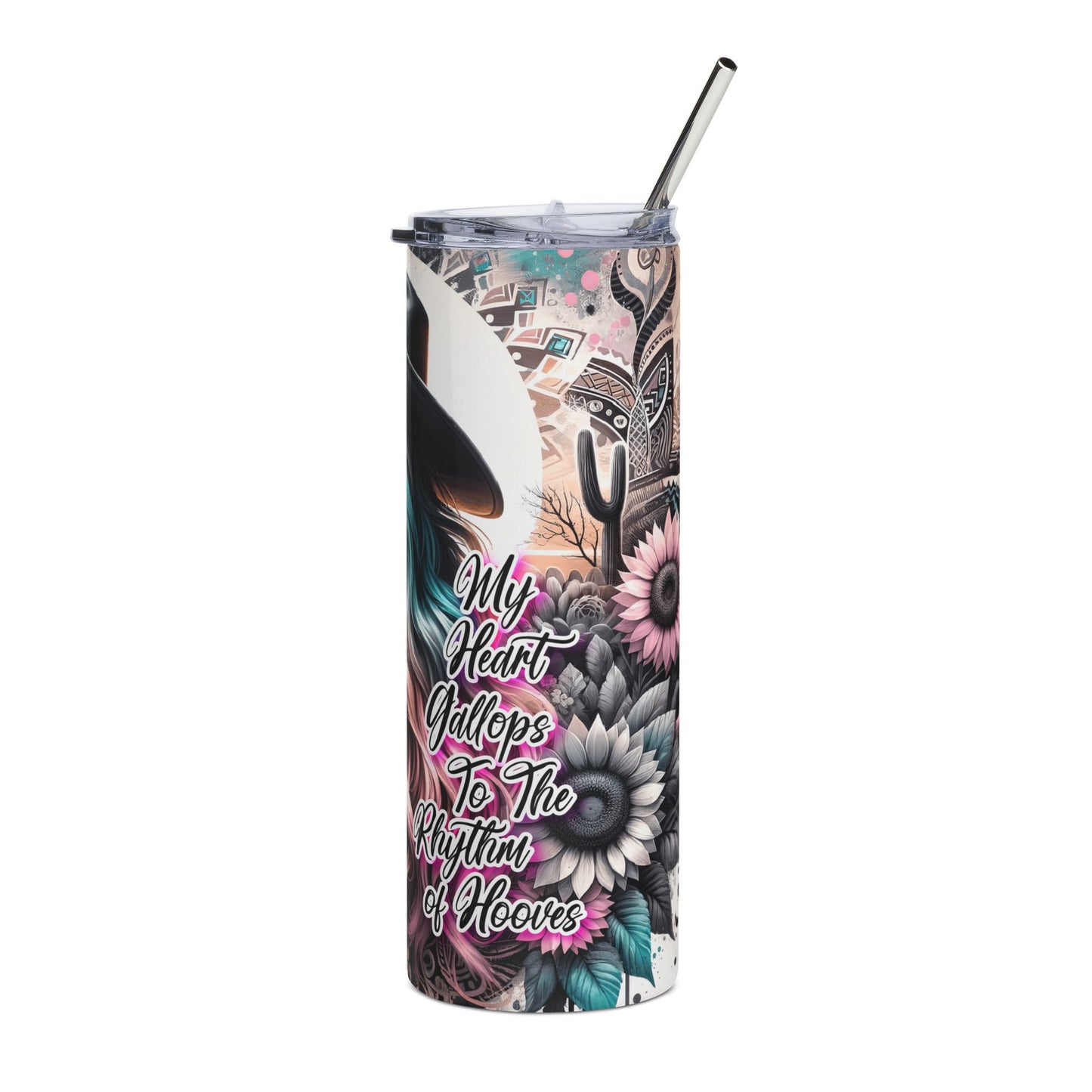 Cowgirl Sunflower 20oz Stainless Tumbler — Western Floral Travel Mug