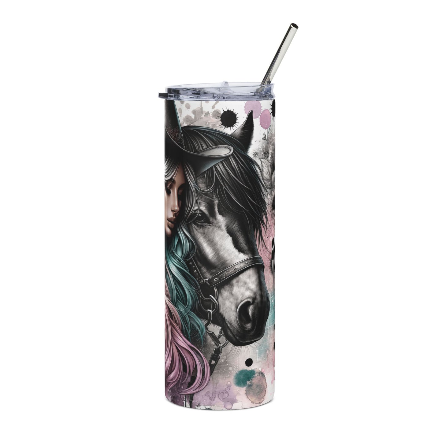 Wild Heart 20oz Stainless Tumbler — Boho Skull & Floral Travel Cup