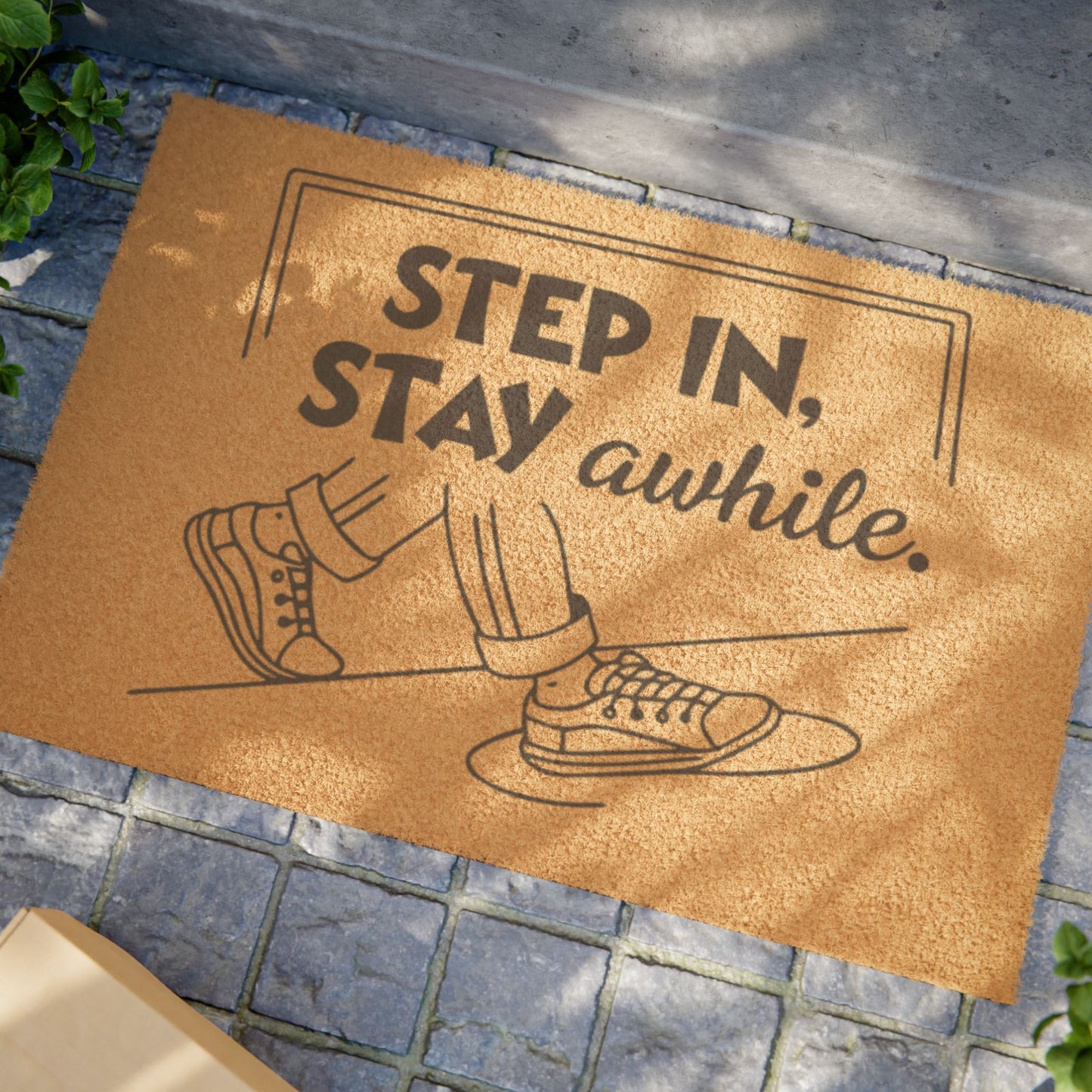 Doormat — "Step In, Stay Awhile" Welcome Coir Mat