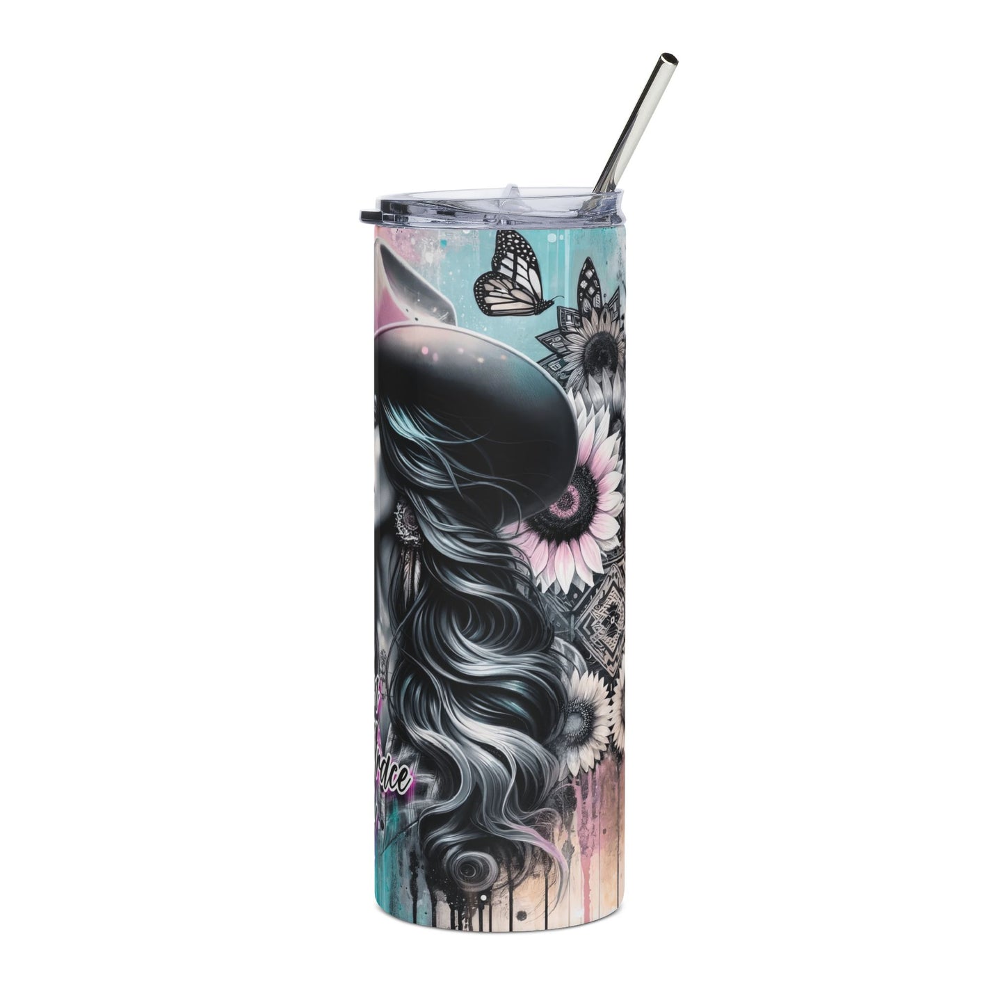 20oz Stainless Tumbler — Southern By The Grace Of God Horse & Cowgirl Design
