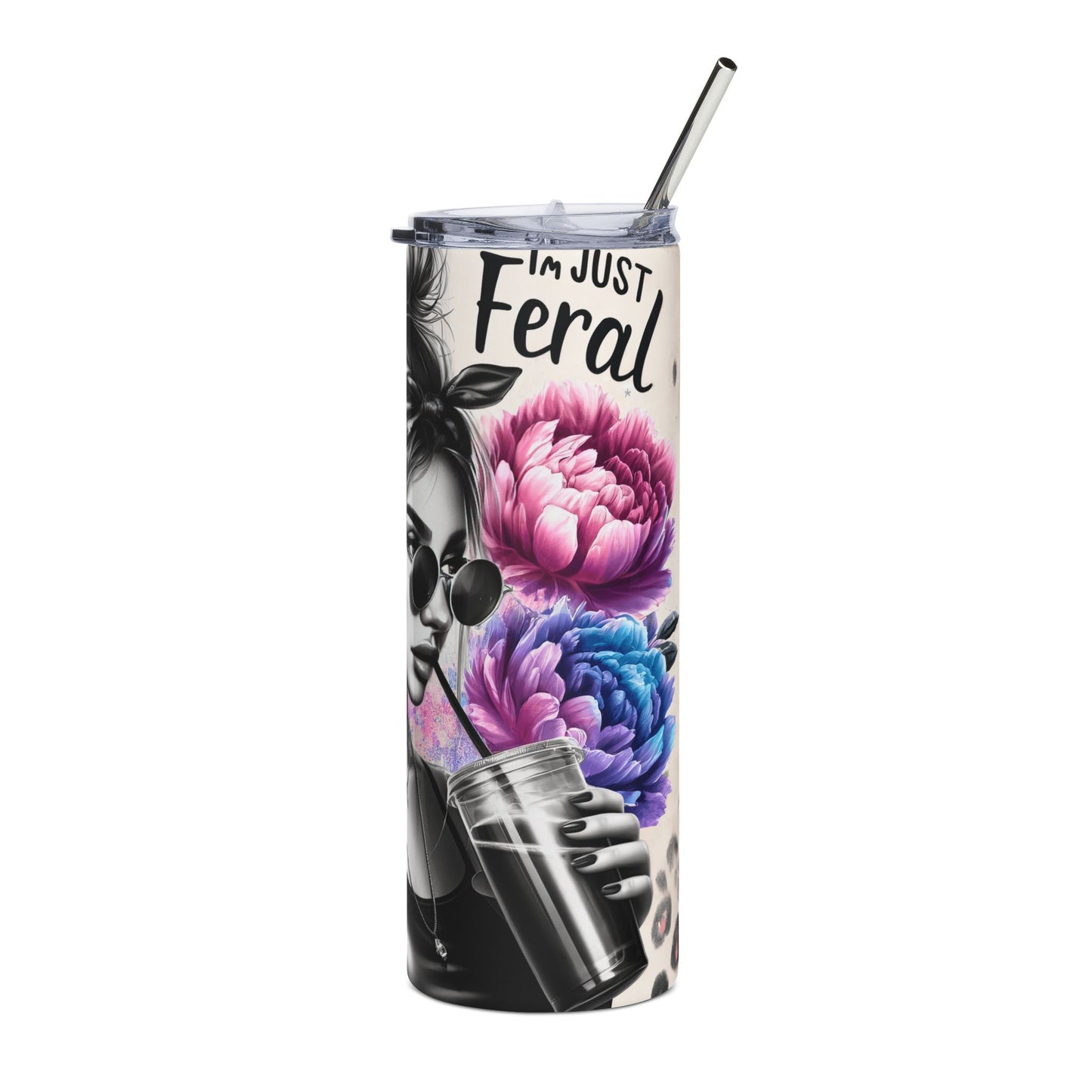 20oz Stainless Steel Tumbler — 'Sorry' Floral Portrait Skinny Travel Tumbler