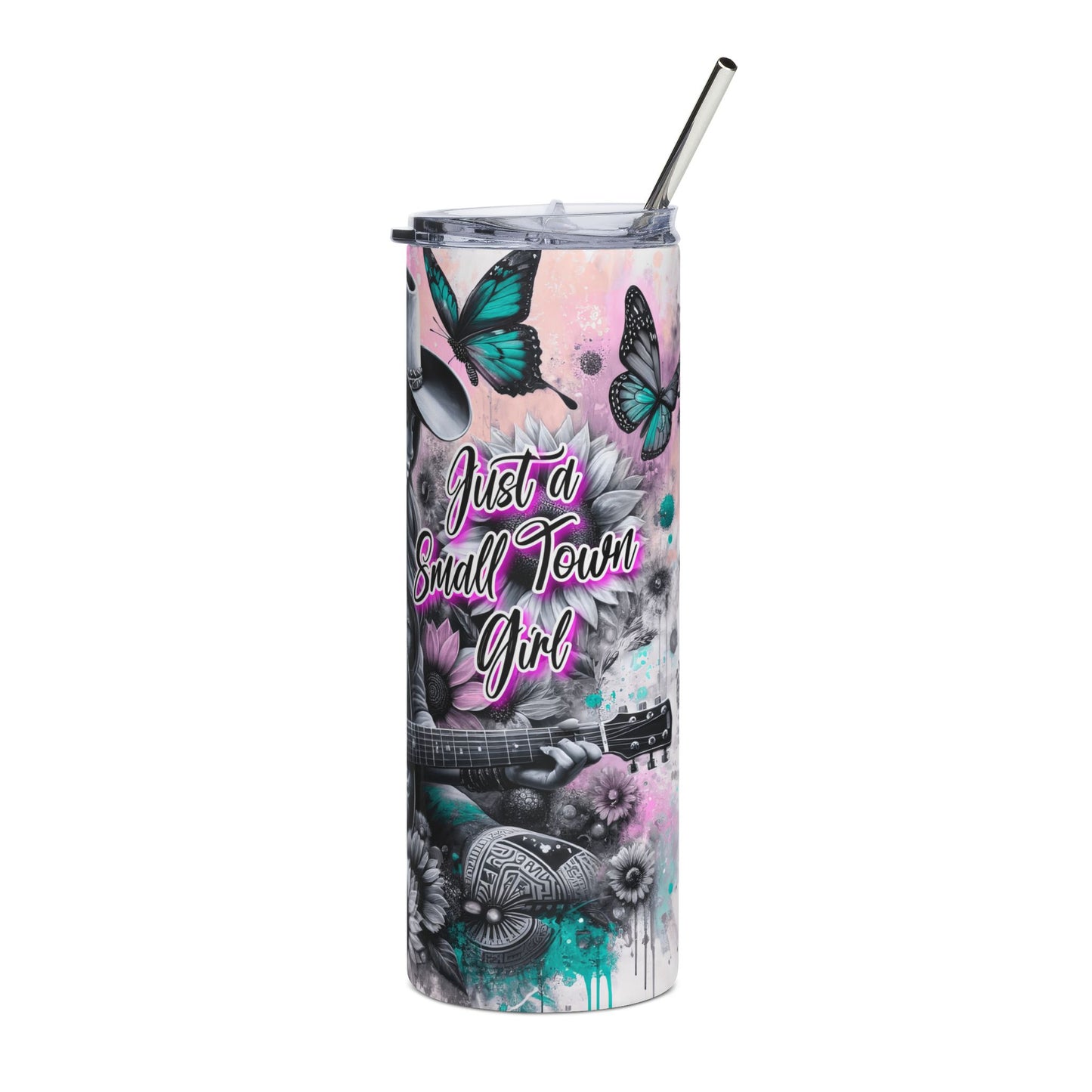Cowgirl Guitar Stainless Steel Tumbler 20oz — Sunflower Country Music Drinkware