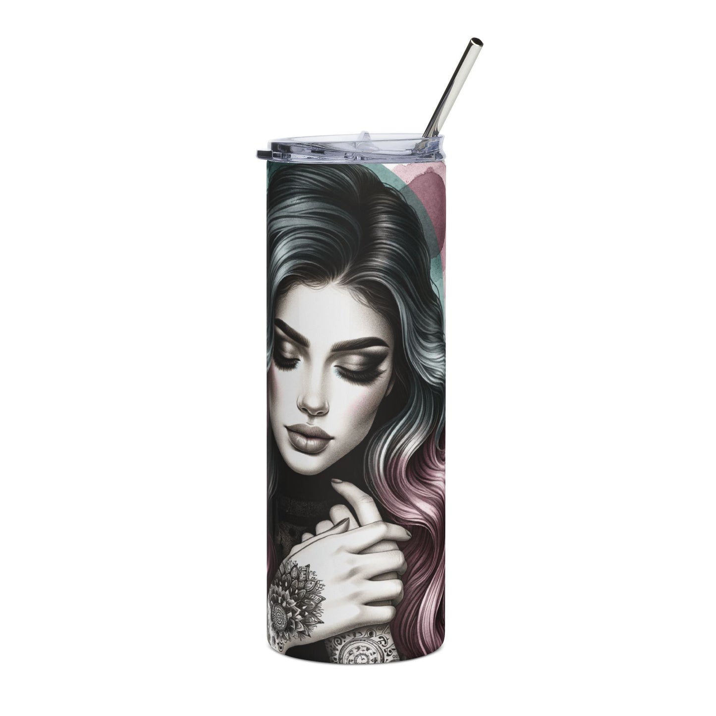 20oz Stainless Tumbler — 'Authenticity Over Approval' Floral Portrait Travel Cup
