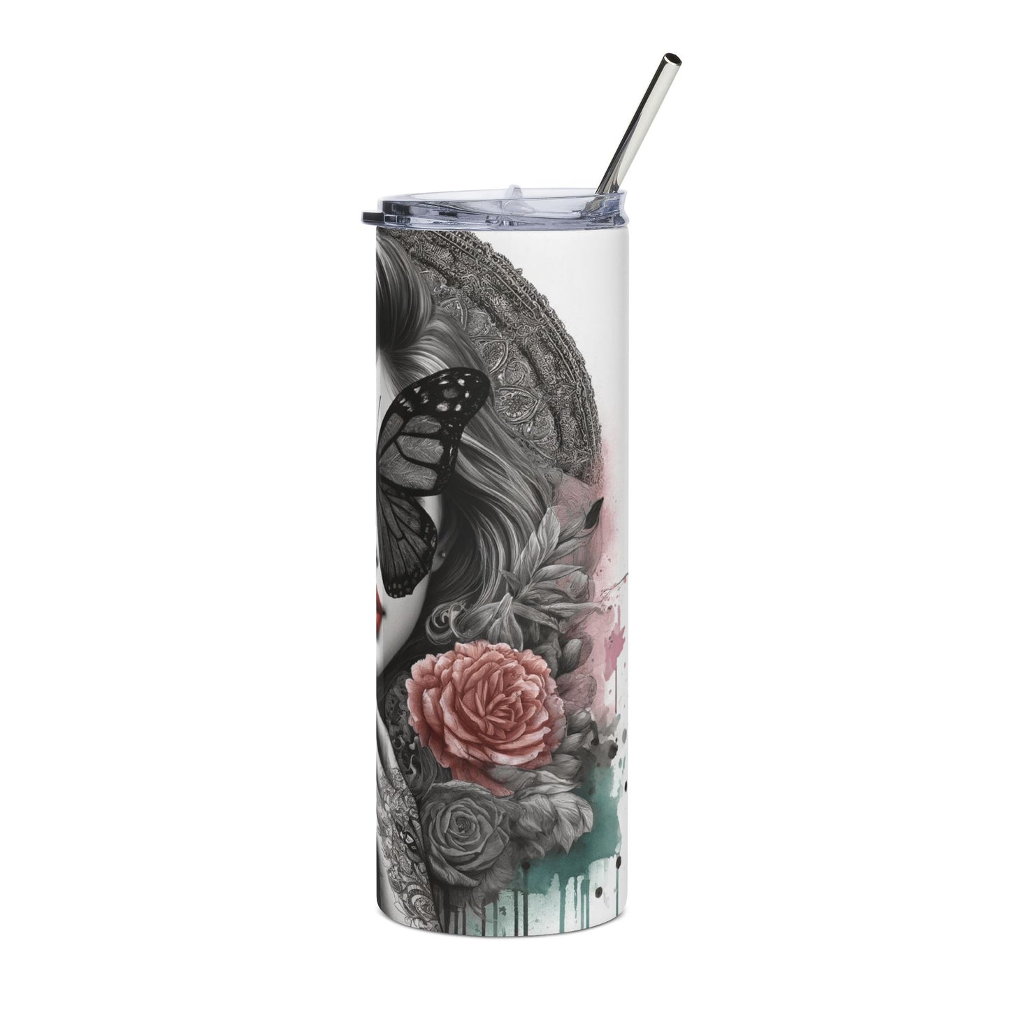 20oz Tumbler — 'Turn Your Wounds Into Wisdom' Butterfly Woman Stainless Steel Travel Cup