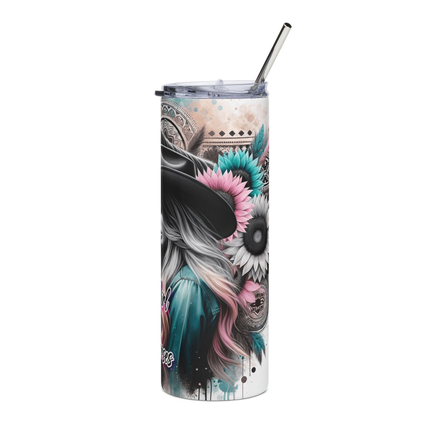 Horse Lover 20oz Stainless Steel Tumbler – “Just a Girl Who Loves Horses” Floral Cowgirl Design