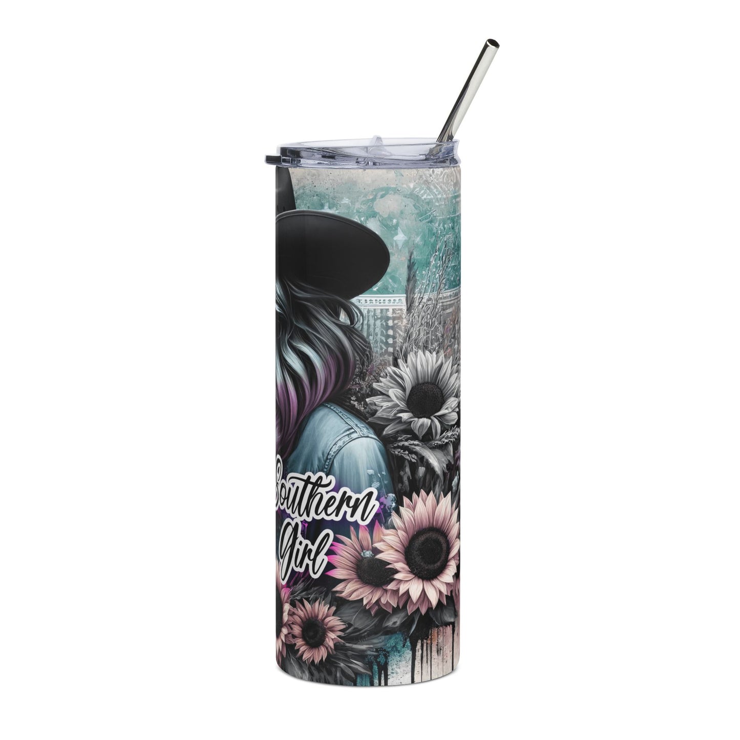 20oz Stainless Tumbler — Southern Girl Cowgirl Skull Design