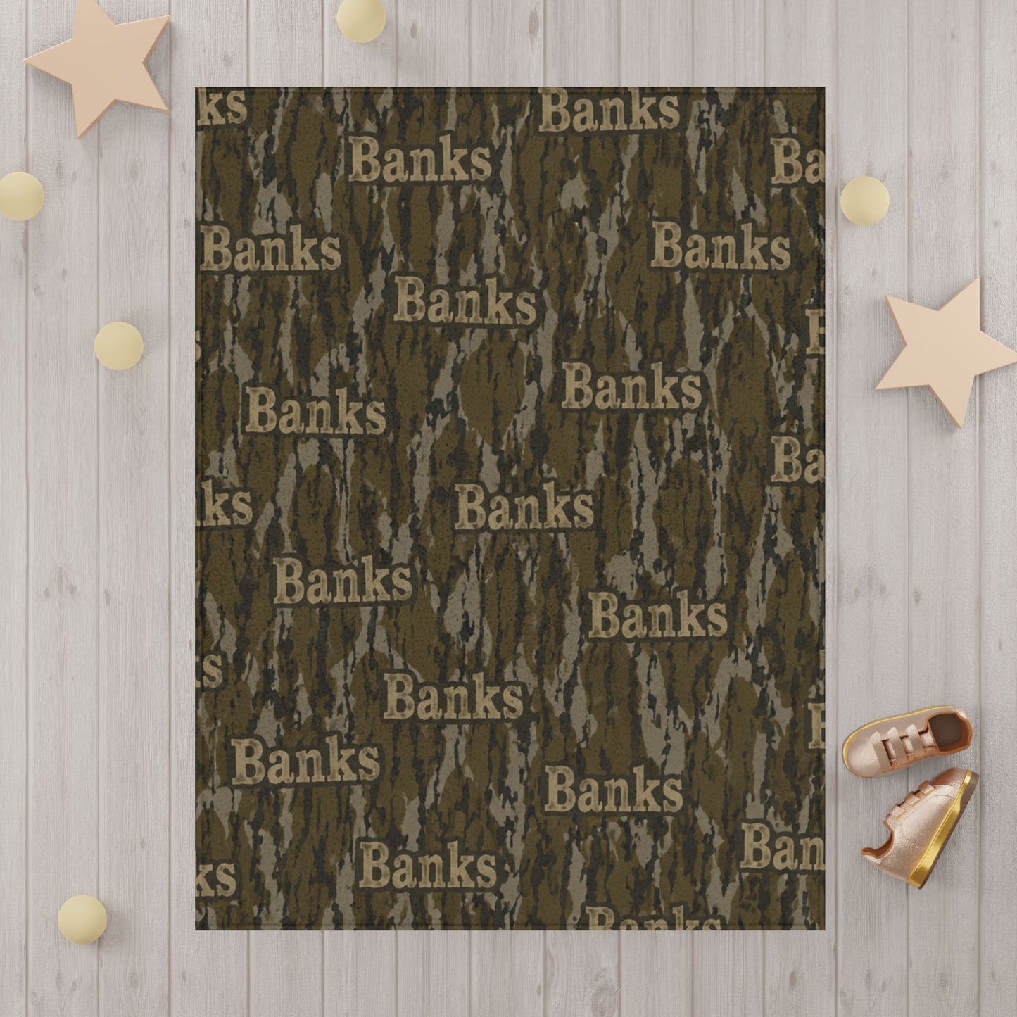 Camo Name Toddler Blanket — Personalized "Banks" Plush Baby Throw