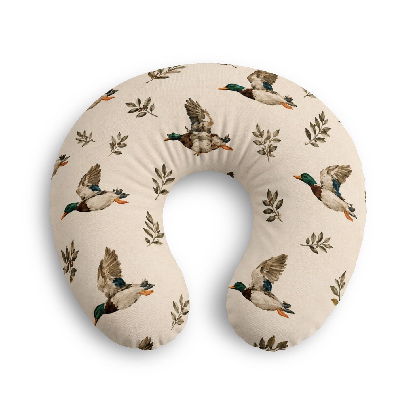 Duck Pattern Nursing Pillow Cover — Neutral Mallard Print for New Moms
