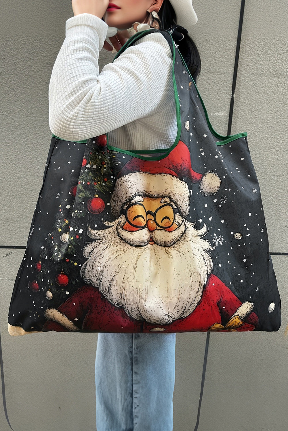 White Large Foldable Christmas Holiday Reusable Oxford Bag