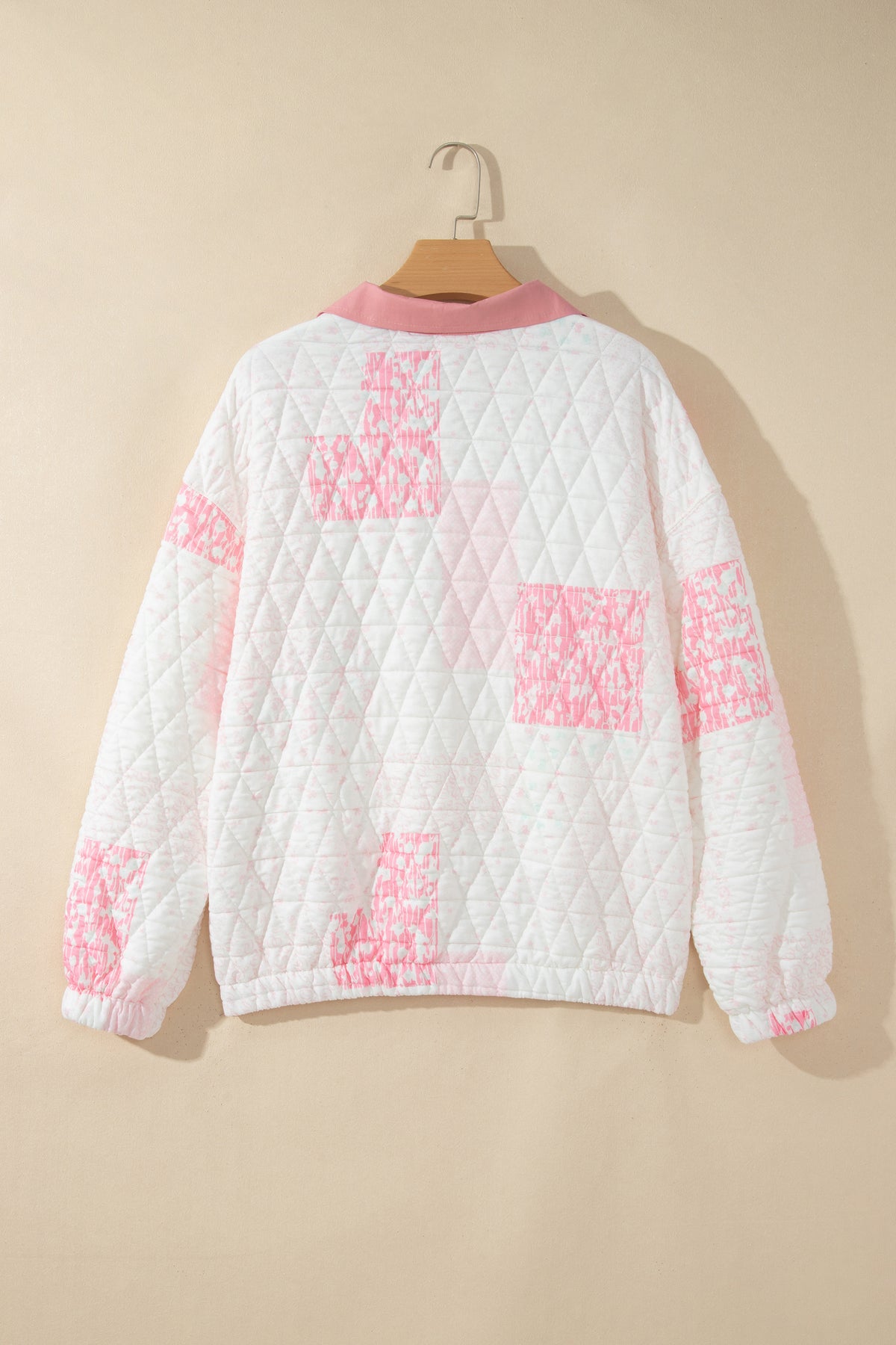 Multicolour Floral Quilted Half Button Pocketed Pullover Sweatshirt