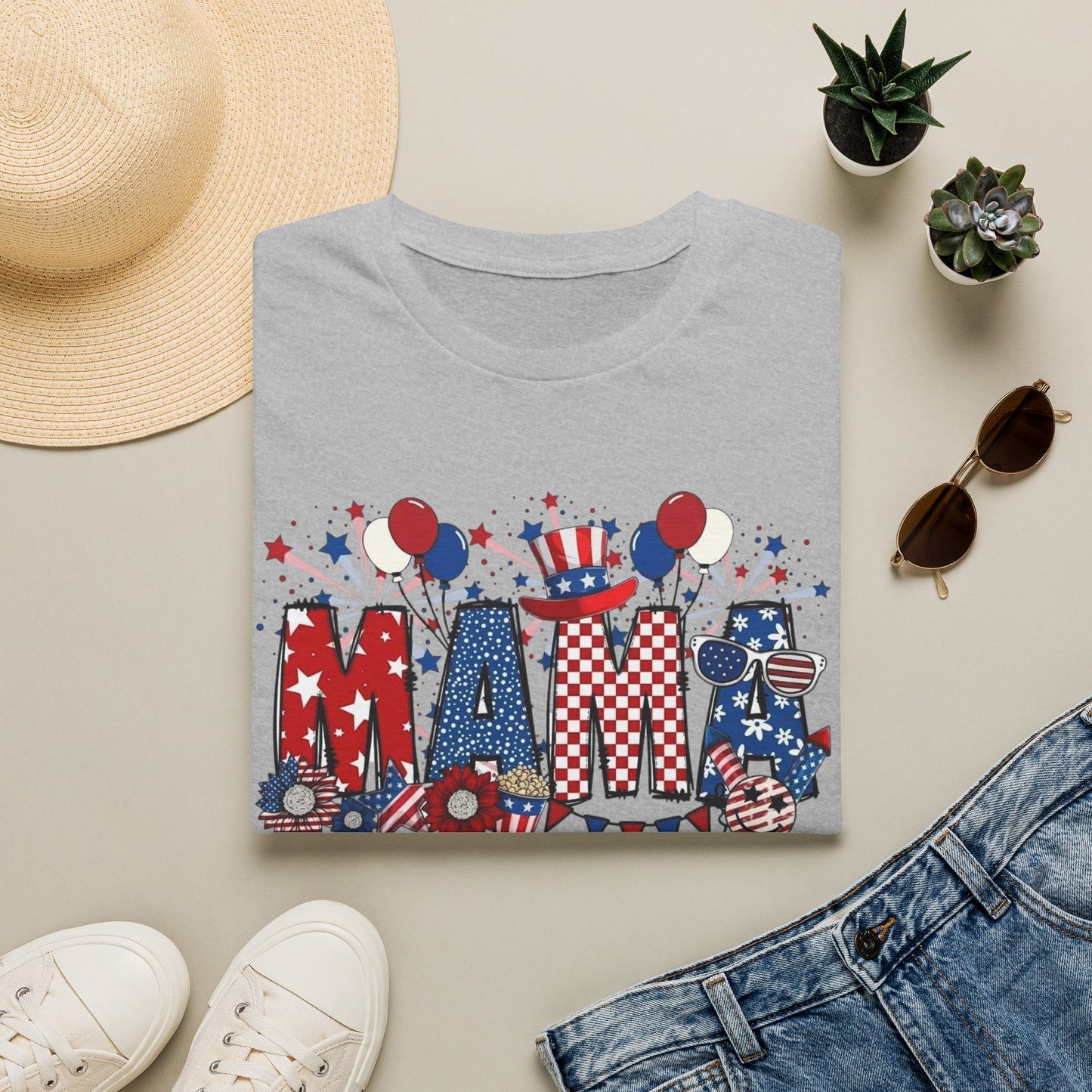 Mama Patriotic T-Shirt — Red White & Blue 4th of July Mom Tee