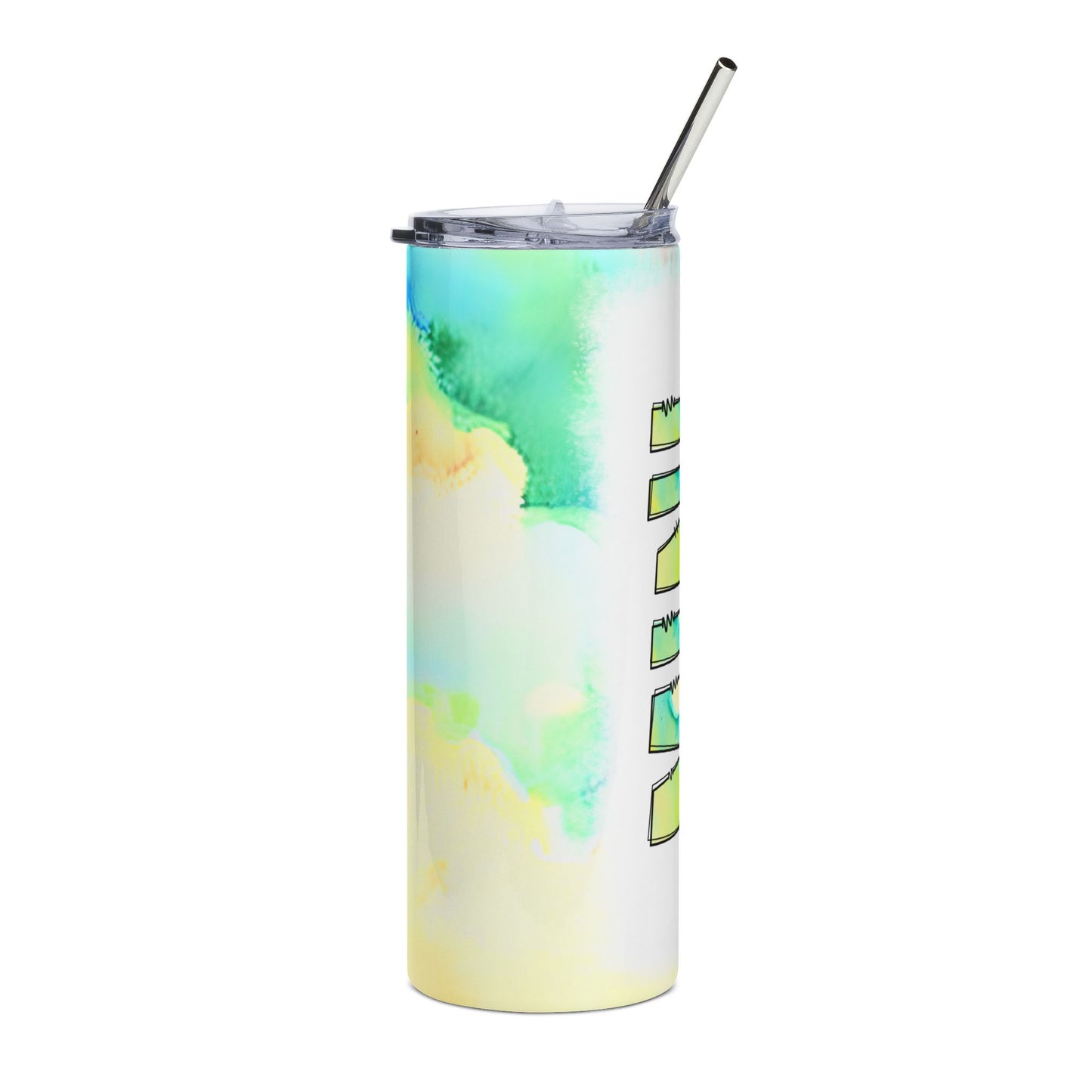 20oz Stainless Steel Tumbler – Neon Watercolor Name Design (Customizable)
