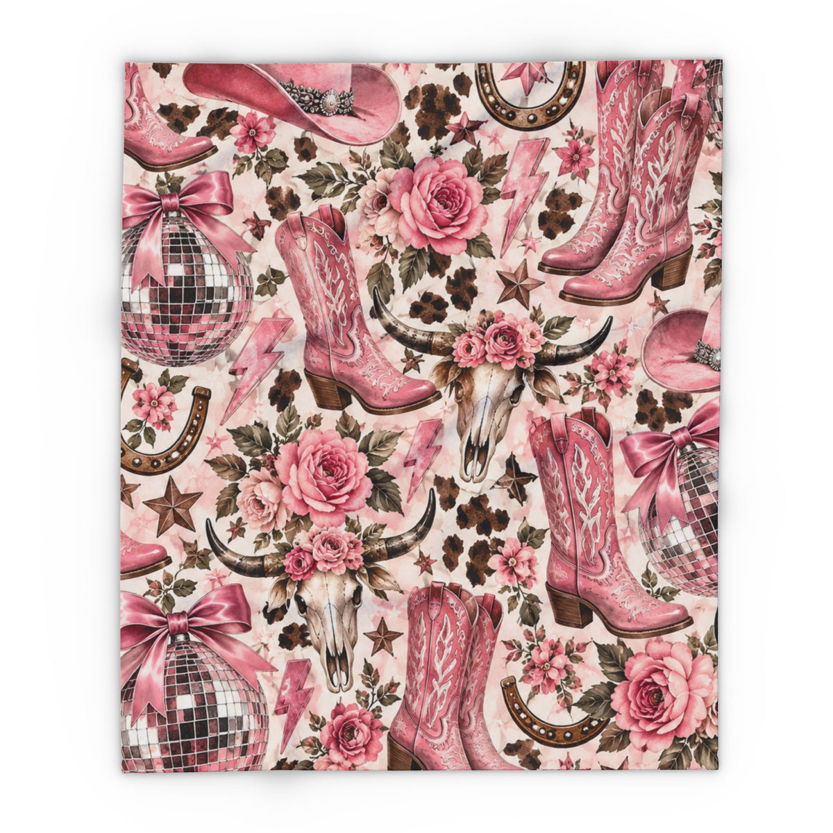 Pink Western Cowgirl Fleece Blanket