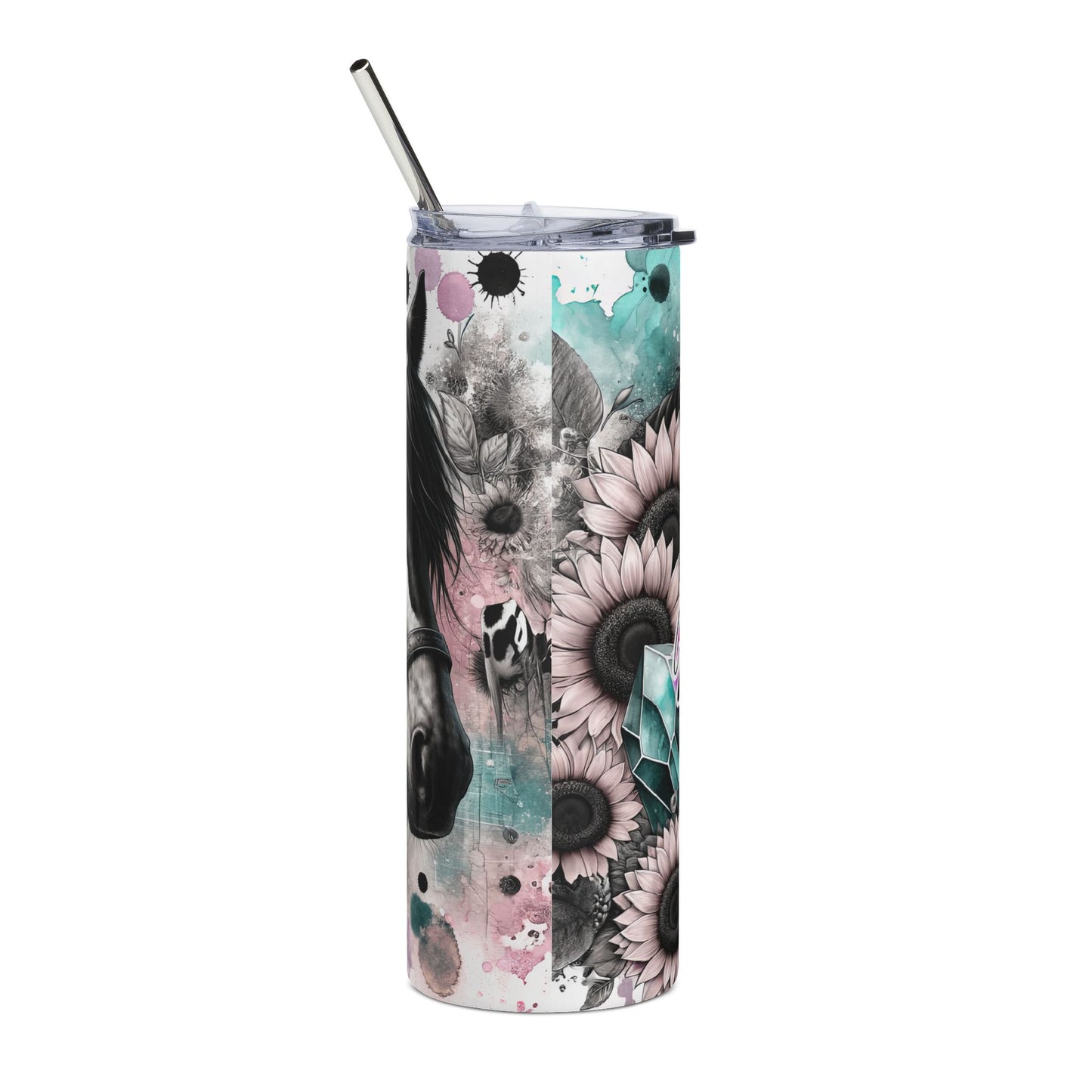 Wild Heart 20oz Stainless Tumbler — Boho Skull & Floral Travel Cup