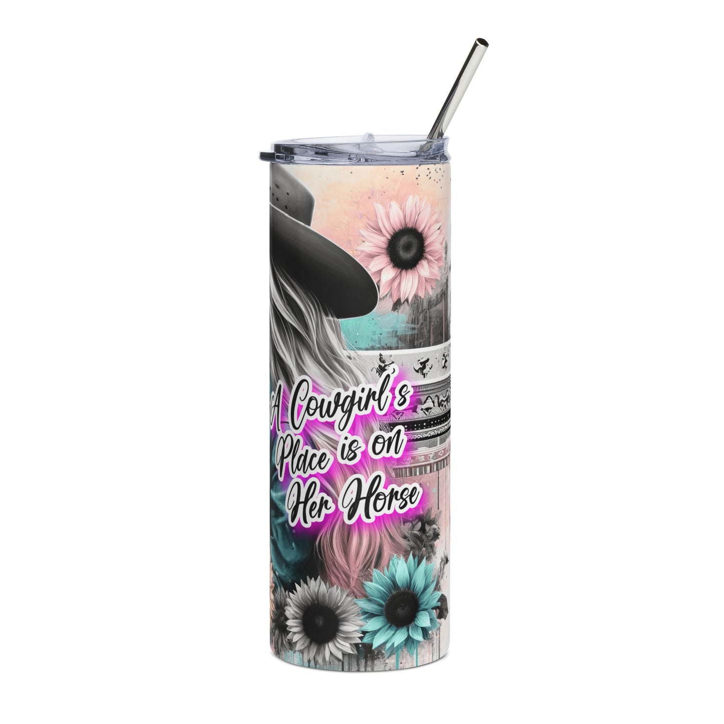 Western Cowgirl Horse Tumbler — 'Ain't No Place Like Home' 20oz Stainless Steel Travel Cup
