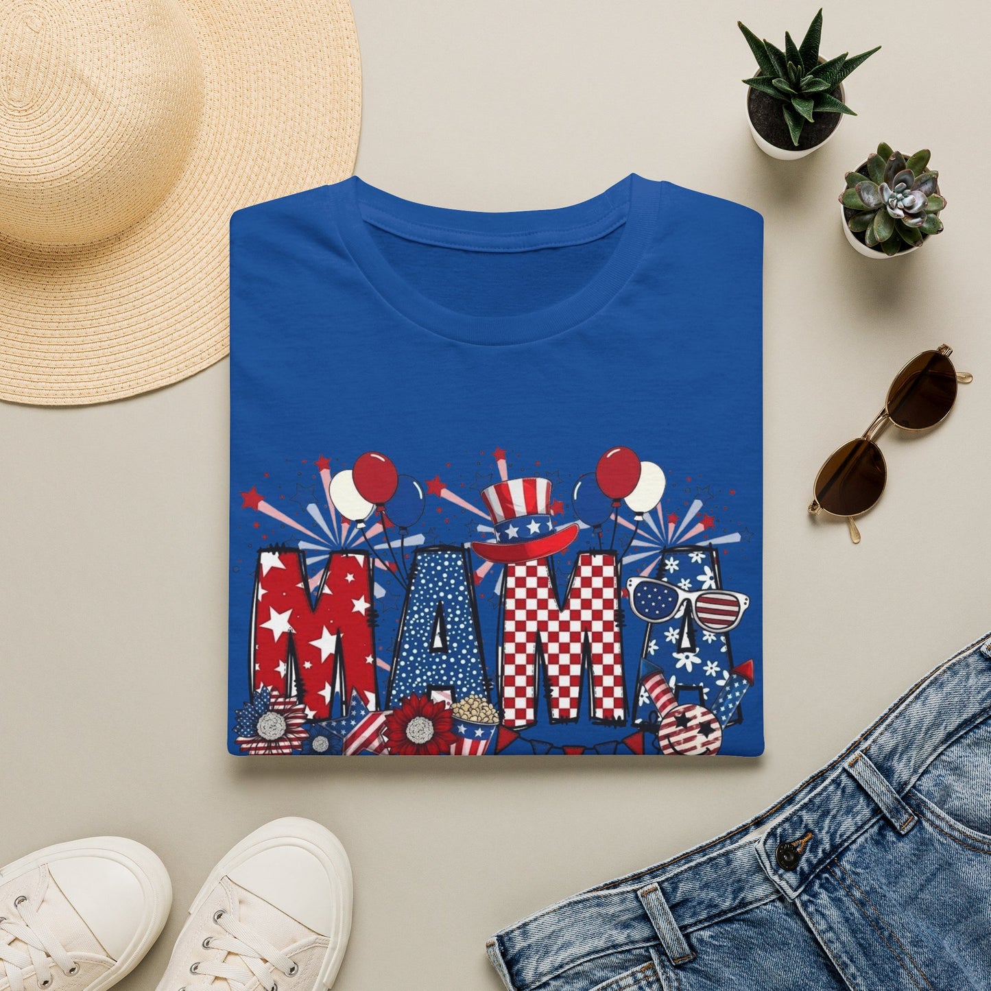 Mama Patriotic T-Shirt — Red White & Blue 4th of July Mom Tee