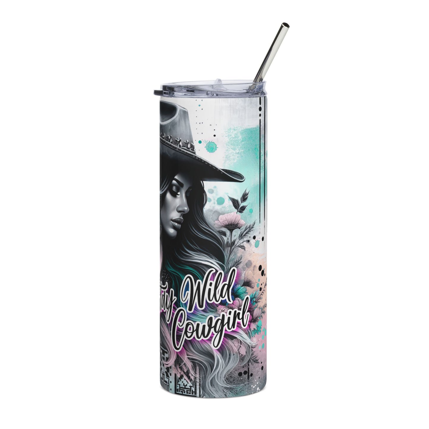 20oz Stainless Tumbler — Western Horse & Cowgirl Skull Art (‘Stay Wild’)