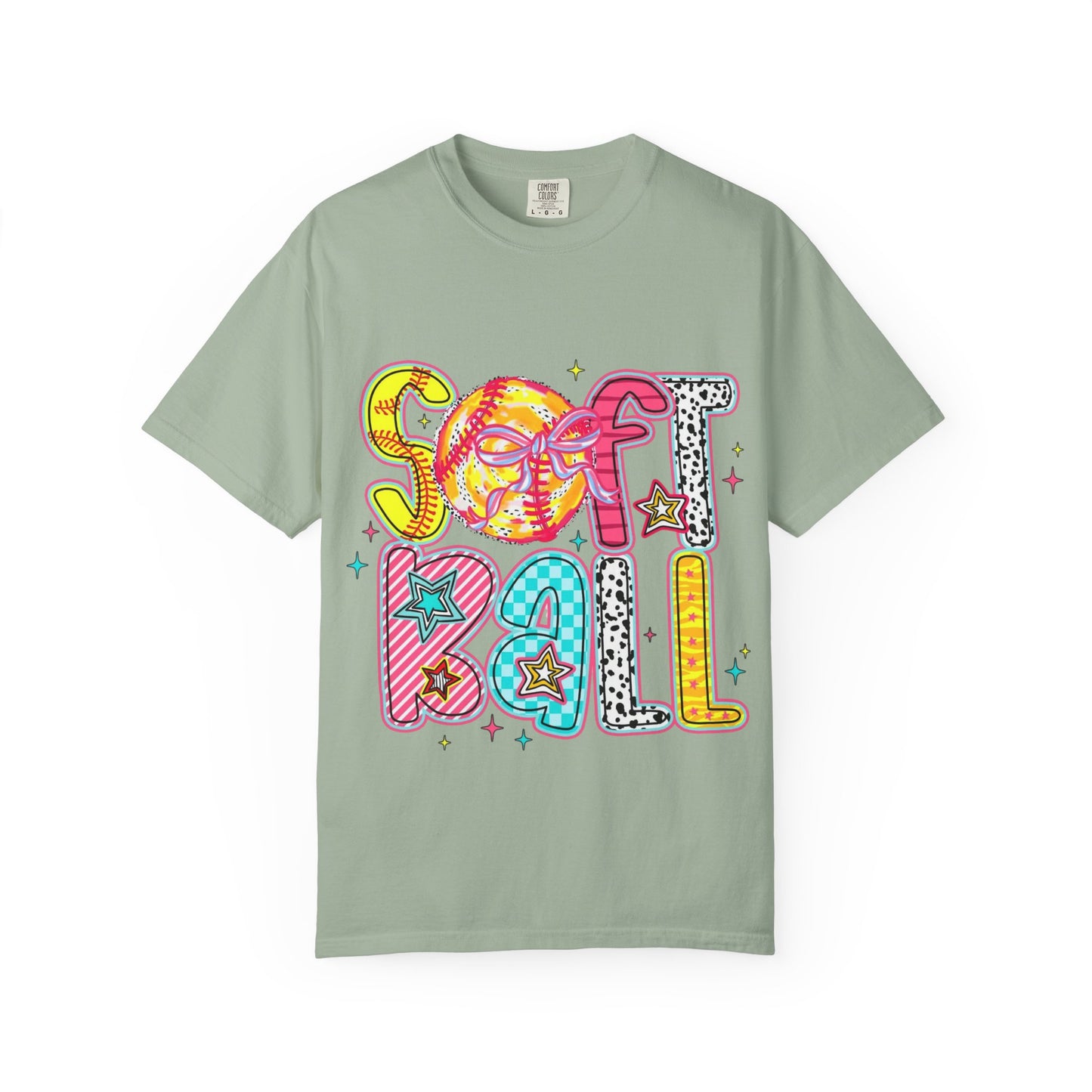 Softball Graphic T-Shirt — Colorful Retro "Softball" Lettering Tee