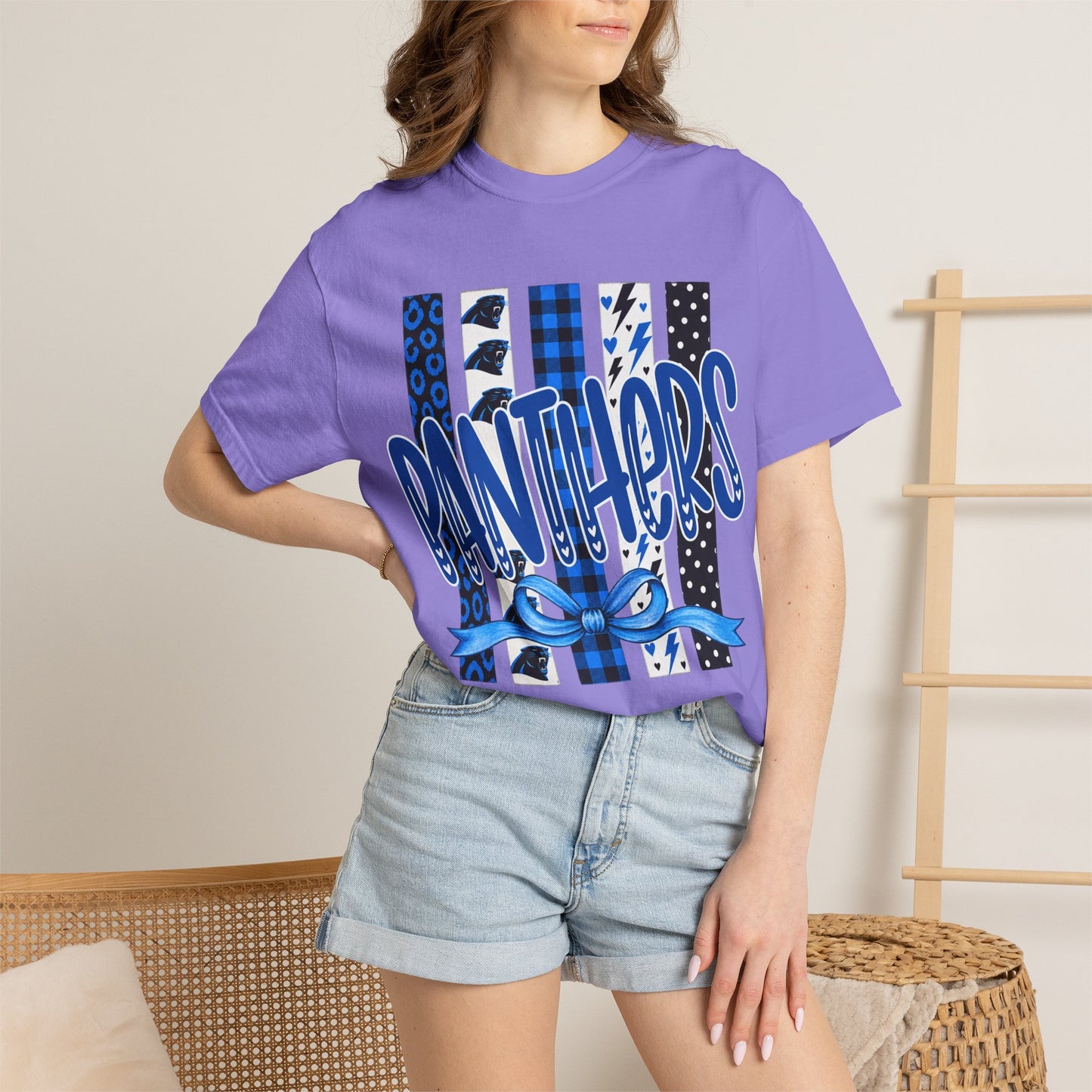 PANTHERS COQUETTE BOW TEE