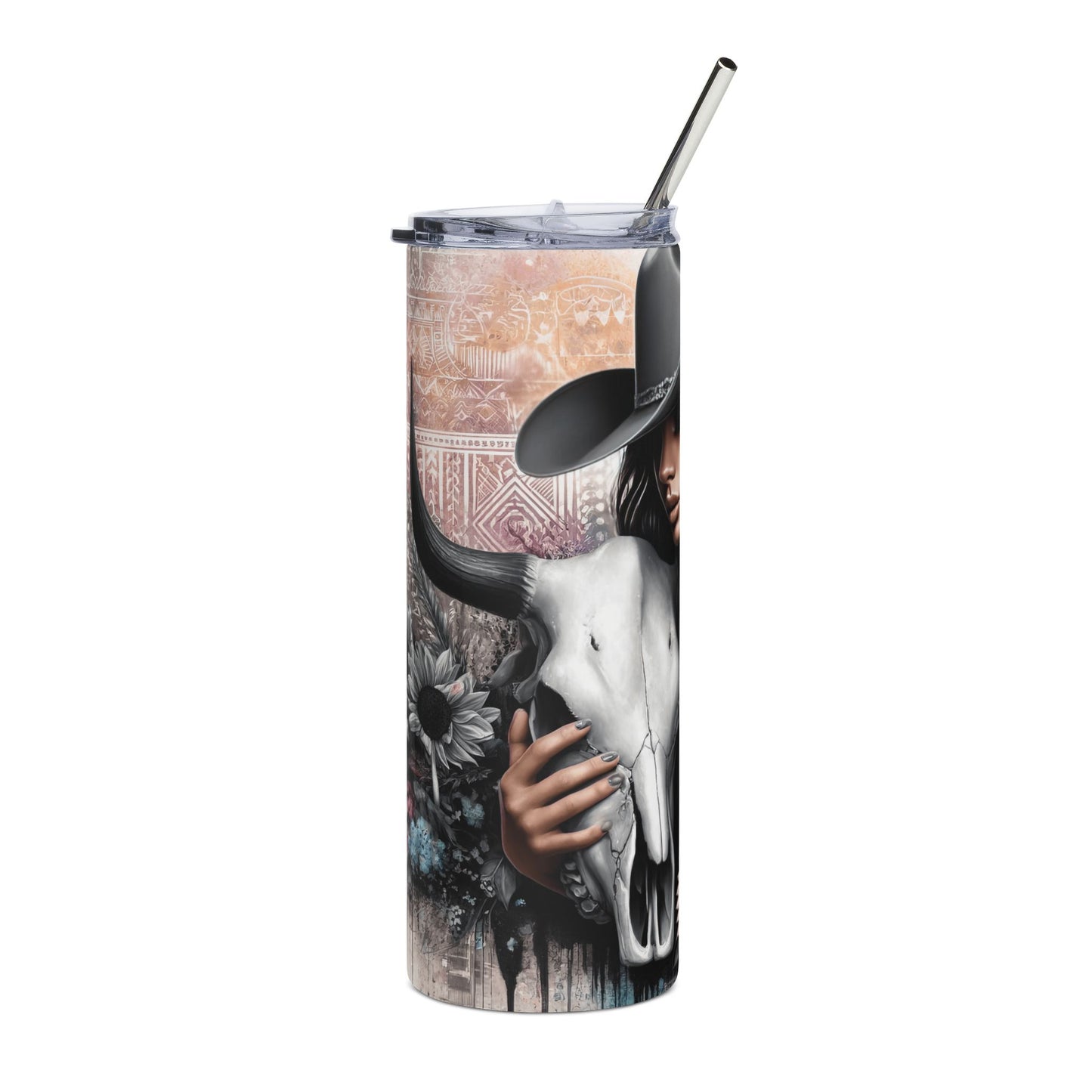 20oz Stainless Tumbler — Southern Girl Cowgirl Skull Design