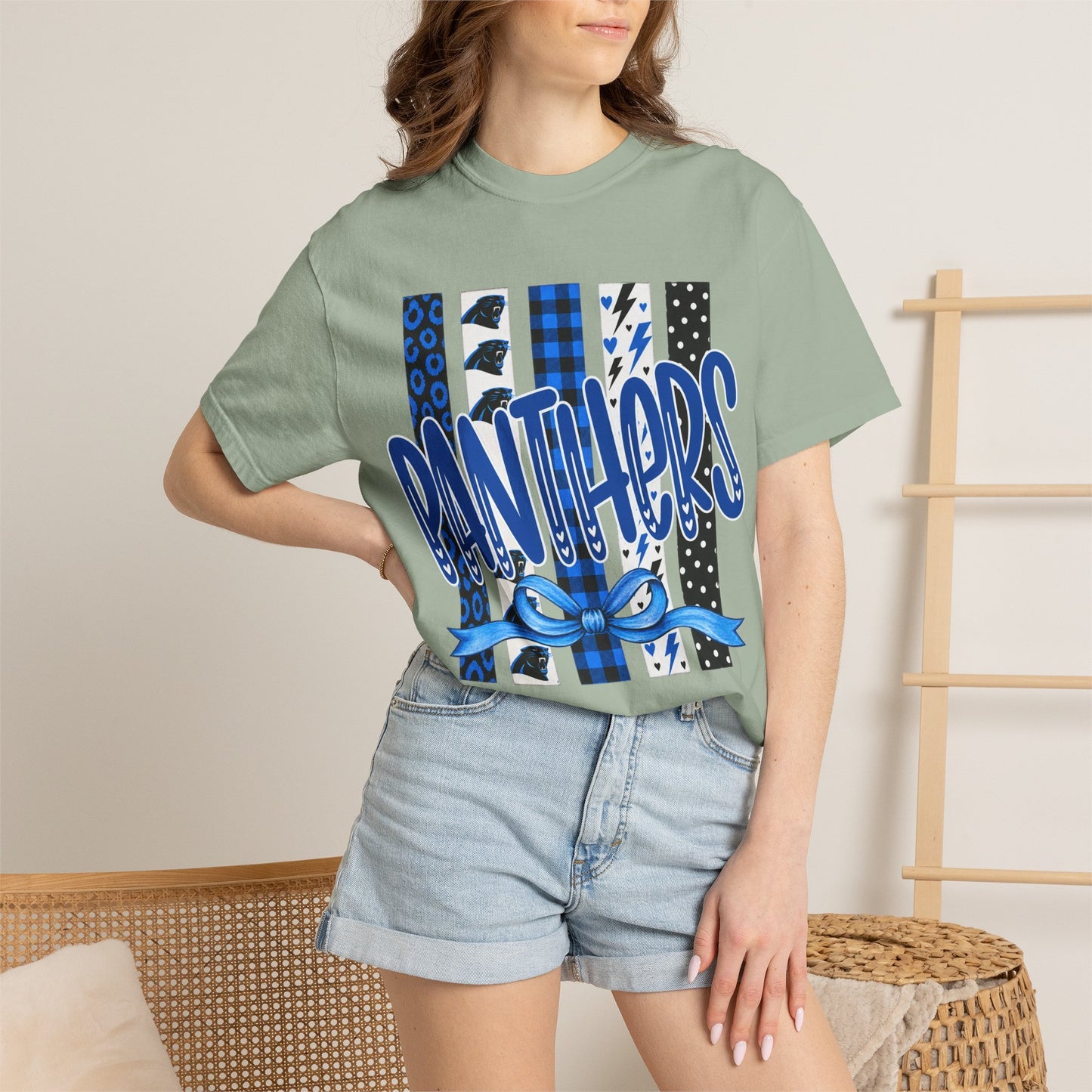 PANTHERS COQUETTE BOW TEE