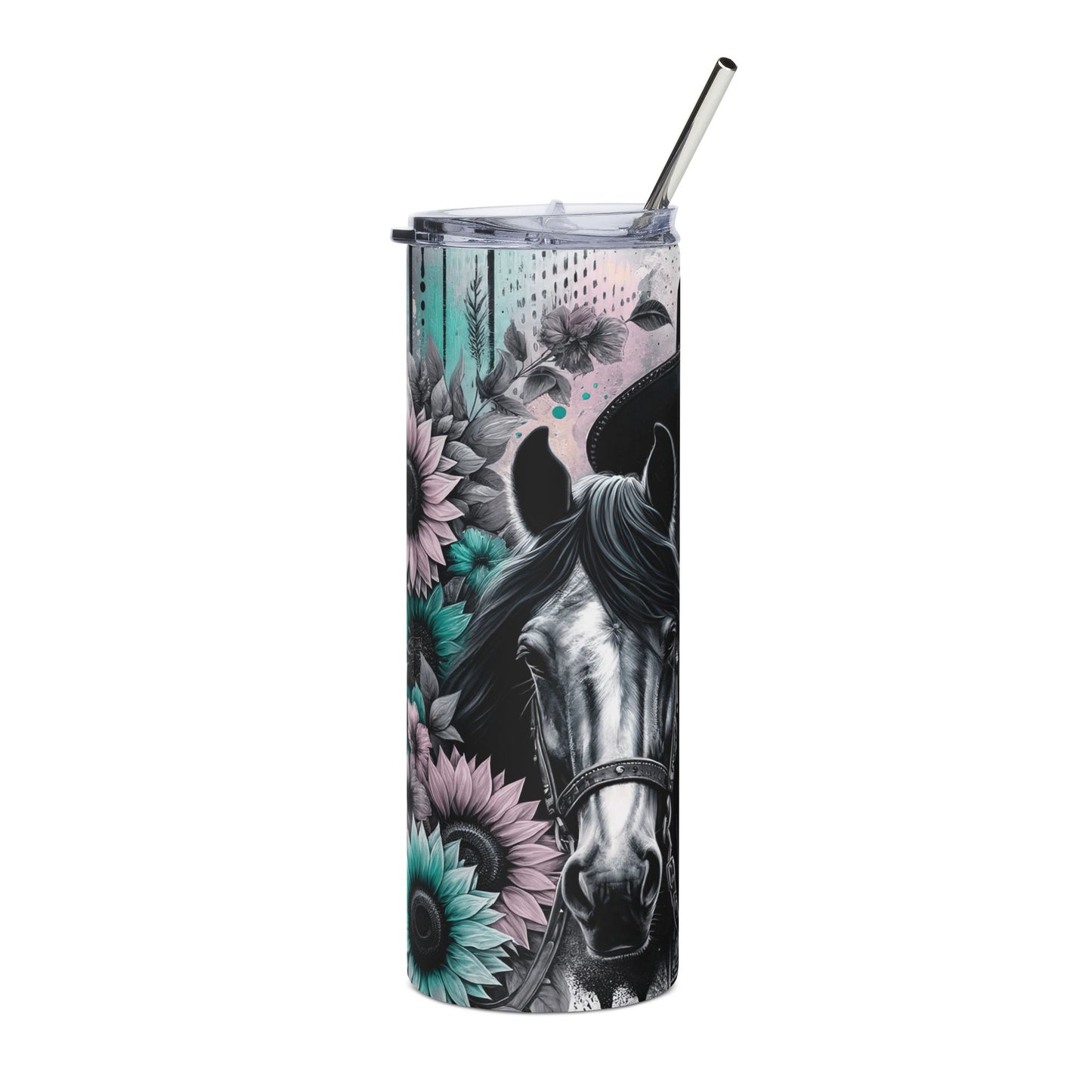 20oz Stainless Tumbler — Western Horse & Cowgirl Skull Art (‘Stay Wild’)