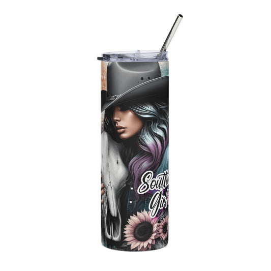 20oz Stainless Tumbler — Southern Girl Cowgirl Skull Design