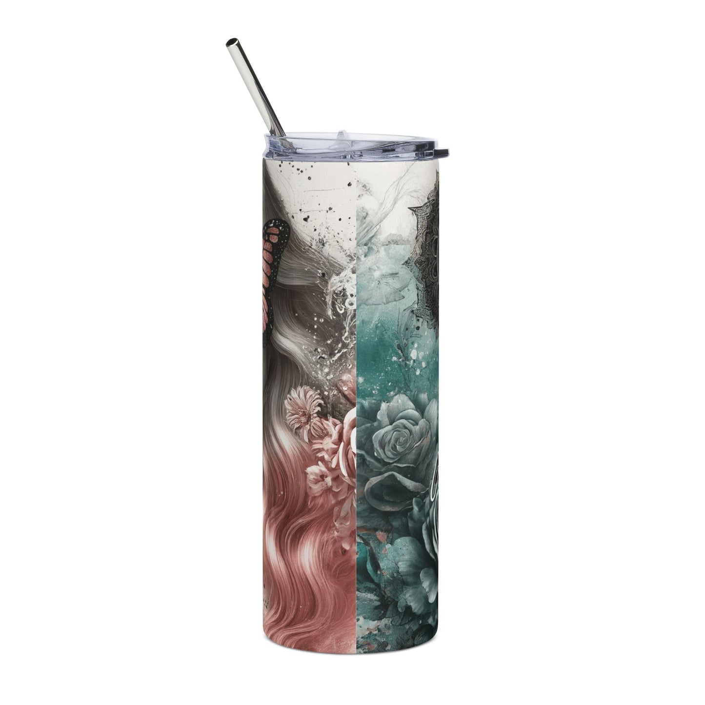 20oz Inspirational Stainless Steel Tumbler — "Anything Is Possible" Butterfly Floral Design