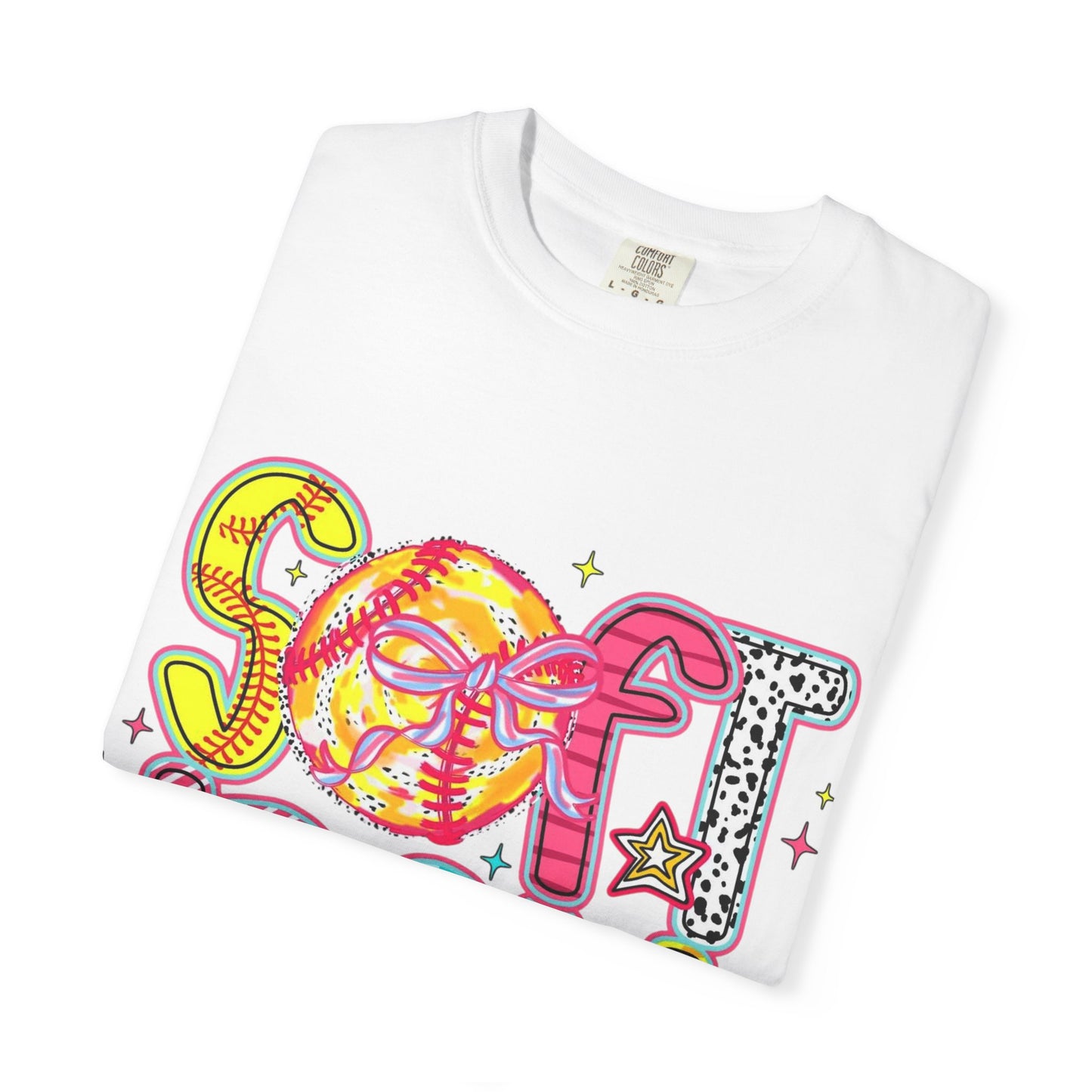 Softball Graphic T-Shirt — Colorful Retro "Softball" Lettering Tee