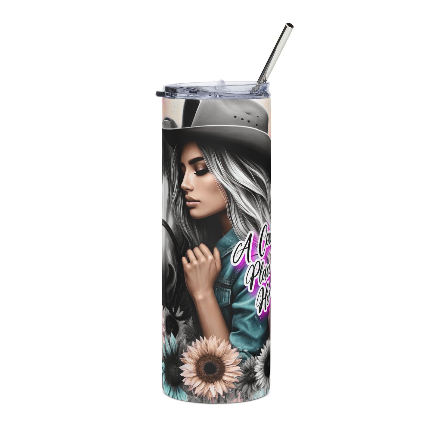 Western Cowgirl Horse Tumbler — 'Ain't No Place Like Home' 20oz Stainless Steel Travel Cup