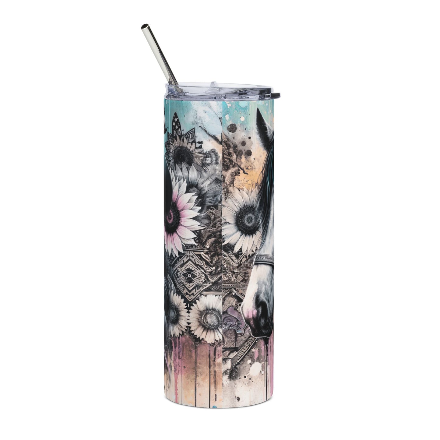 20oz Stainless Tumbler — Southern By The Grace Of God Horse & Cowgirl Design