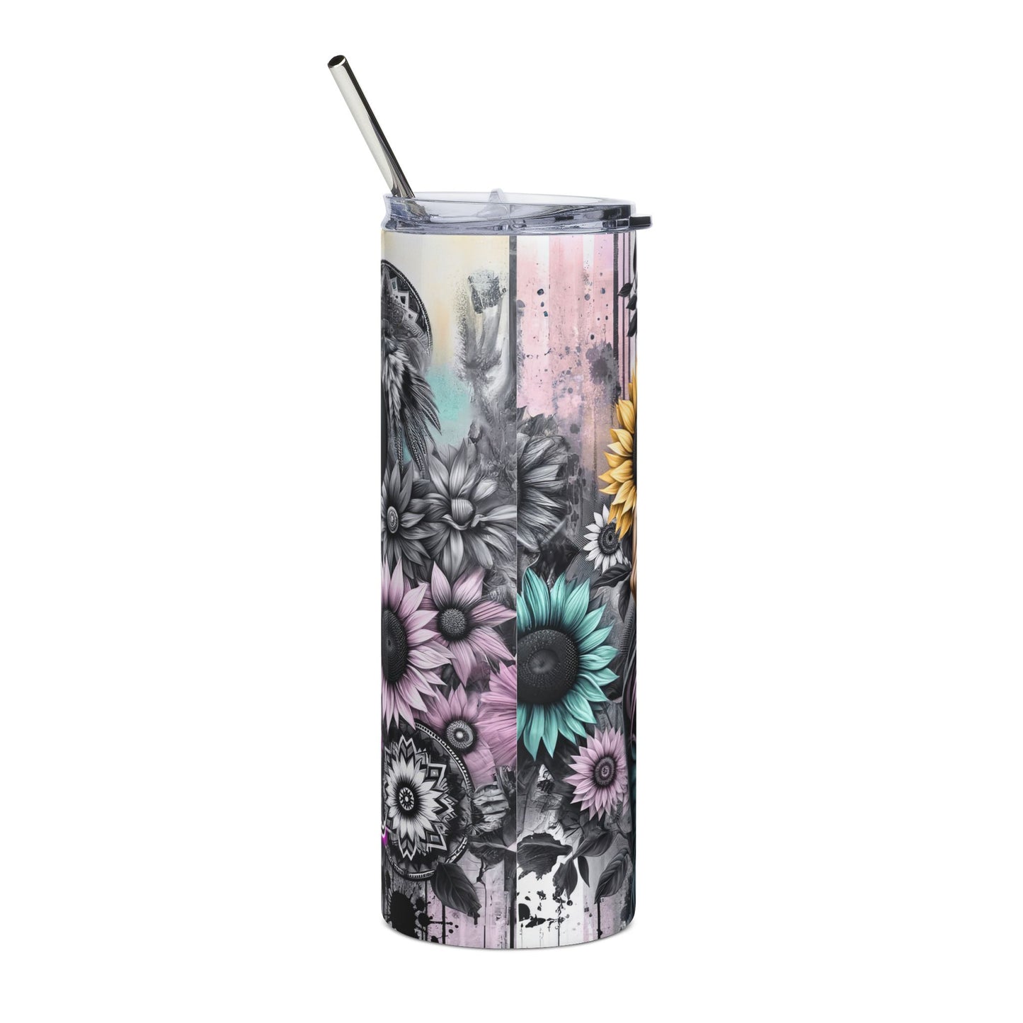 20oz Stainless Steel Tumbler — "Wild at Heart" Cowgirl Sunflower Travel Tumbler