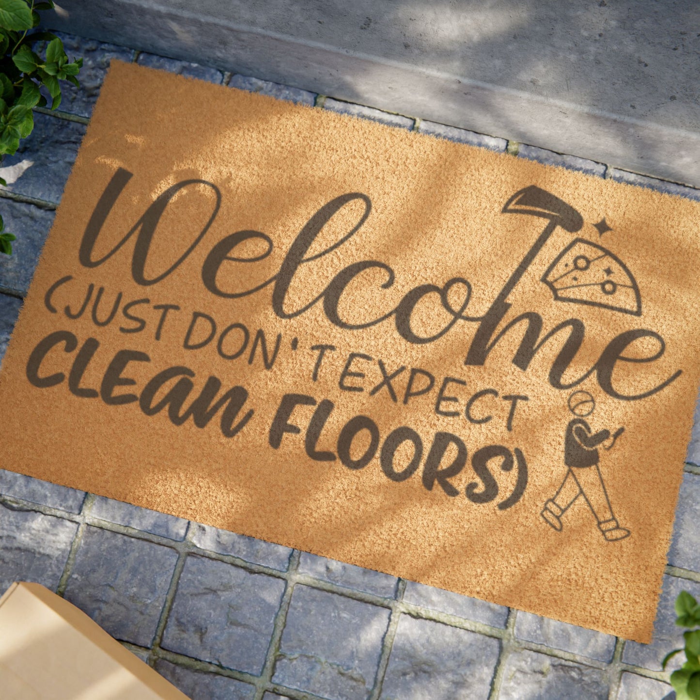 Welcome Doormat — "Welcome (Just Don’t Expect Clean Floors)" Funny Home Entrance Mat