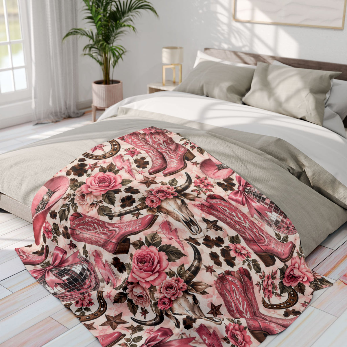Pink Western Cowgirl Fleece Blanket
