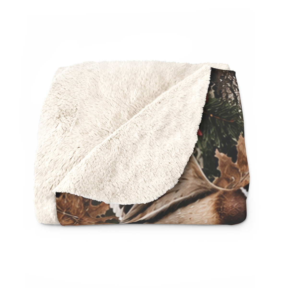 Christmas Woodland Sherpa Blanket — Deer, Ducks & Plaid Holiday Fleece