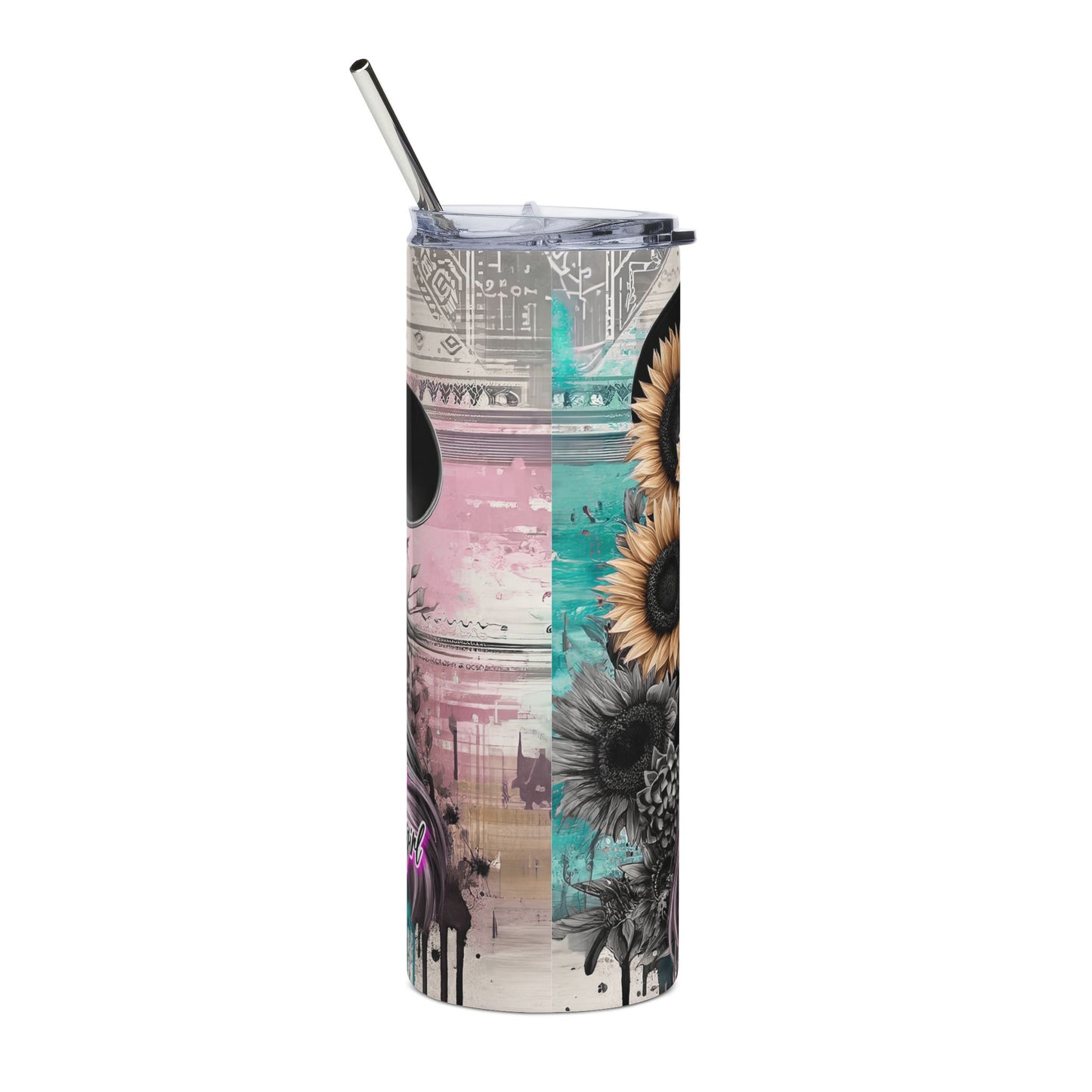 Sunflower Cowgirl 20oz Stainless Steel Tumbler — "Boots and Whiskey, Here I Come"