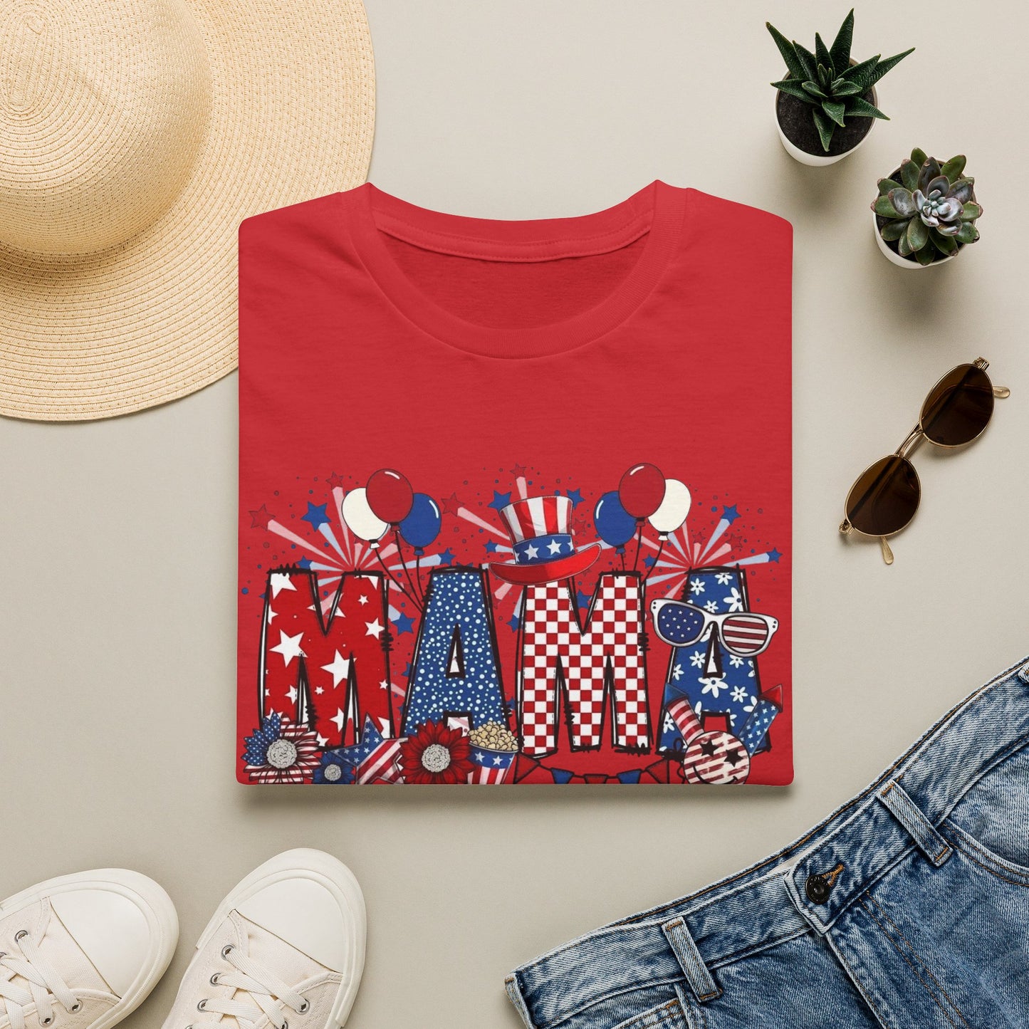 Mama Patriotic T-Shirt — Red White & Blue 4th of July Mom Tee