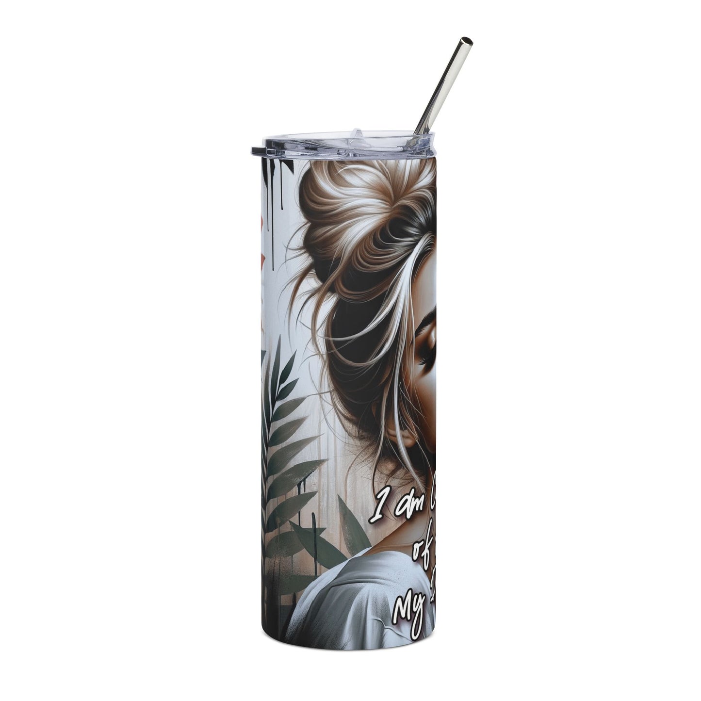 20oz Stainless Steel Tumbler — Motivational Glam Lady Design “I am Capable of Achieving My Dreams”