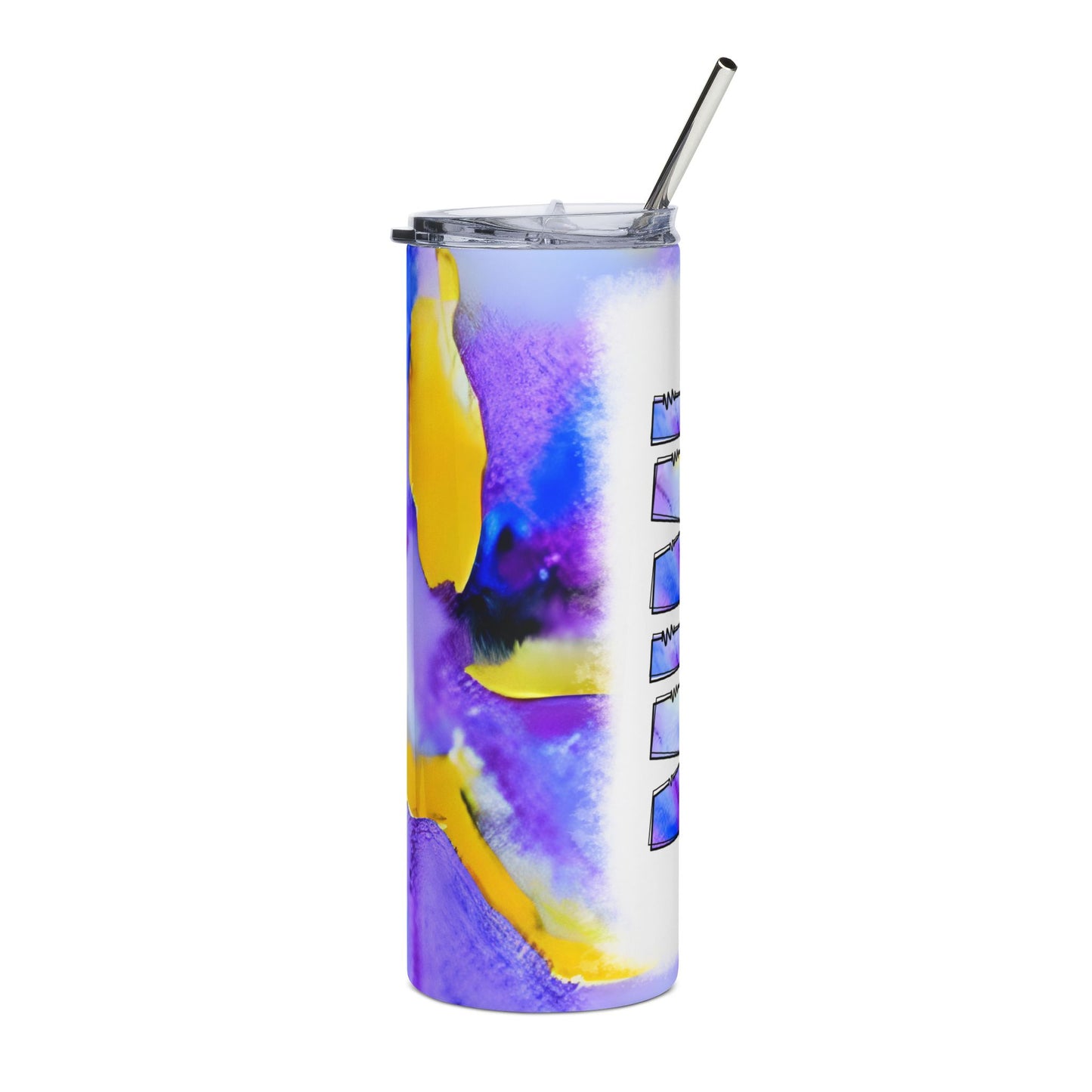 20oz Stainless Tumbler — Watercolor Purple & Yellow ‘MAMA’ Name Design