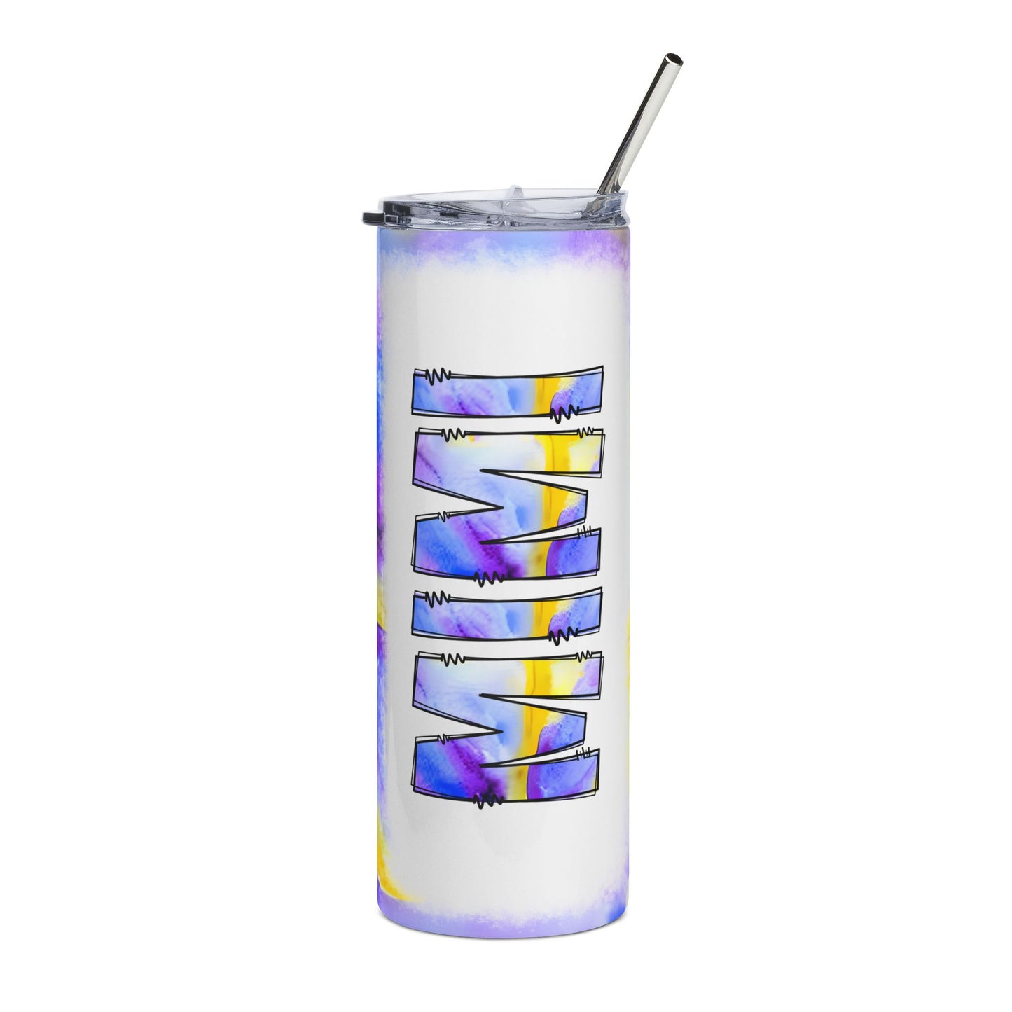 20oz Stainless Tumbler — Watercolor Purple & Yellow ‘MAMA’ Name Design