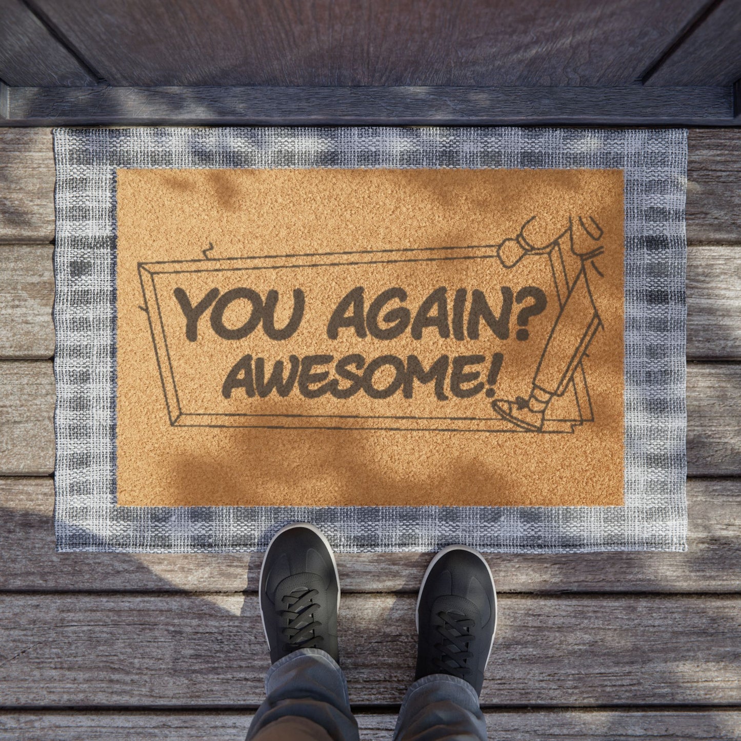 Doormat — "You Again? Awesome!" Funny Welcome Coir Mat