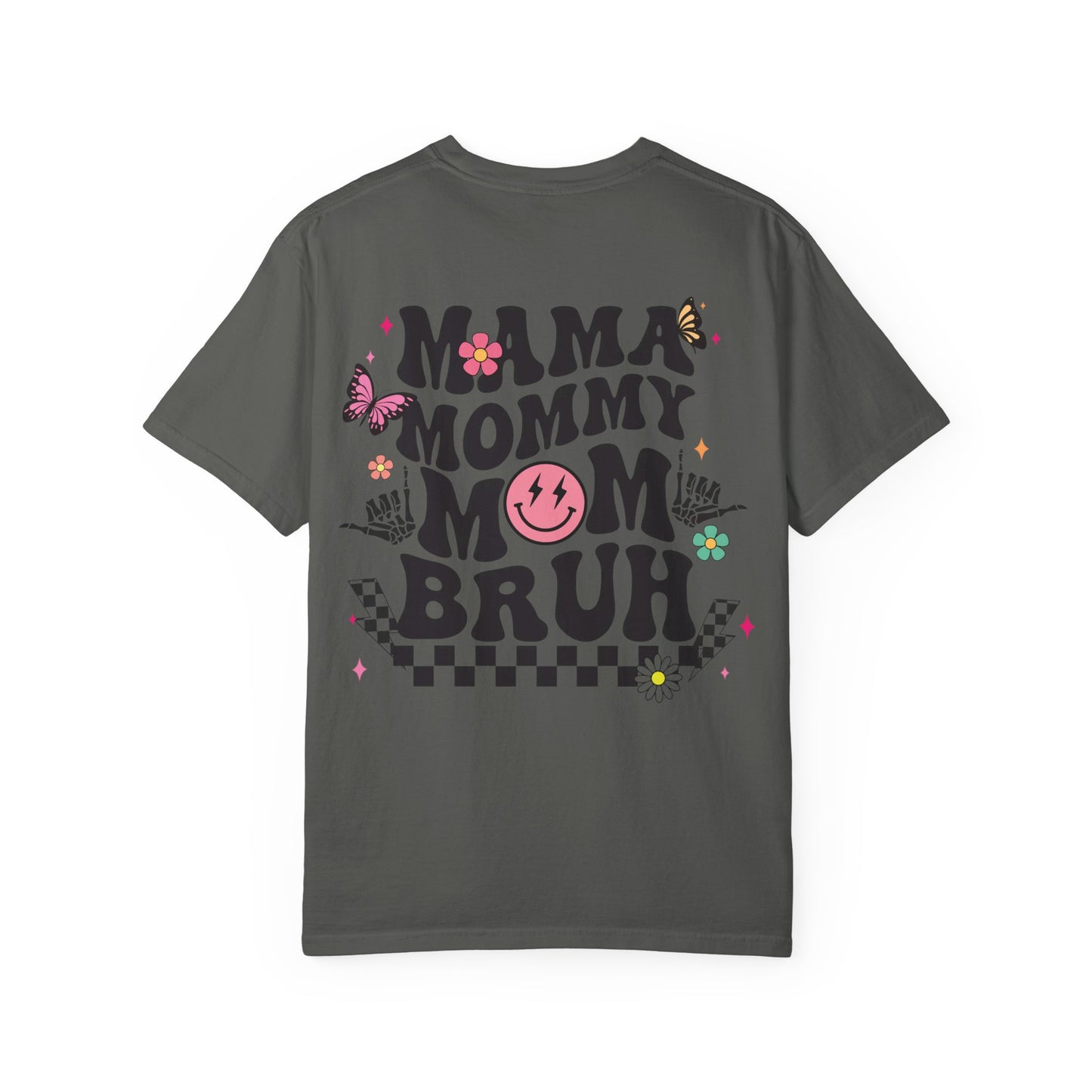 Mama Mommy Mom Bruh Graphic T‑Shirt — Retro Smiley Flower Design