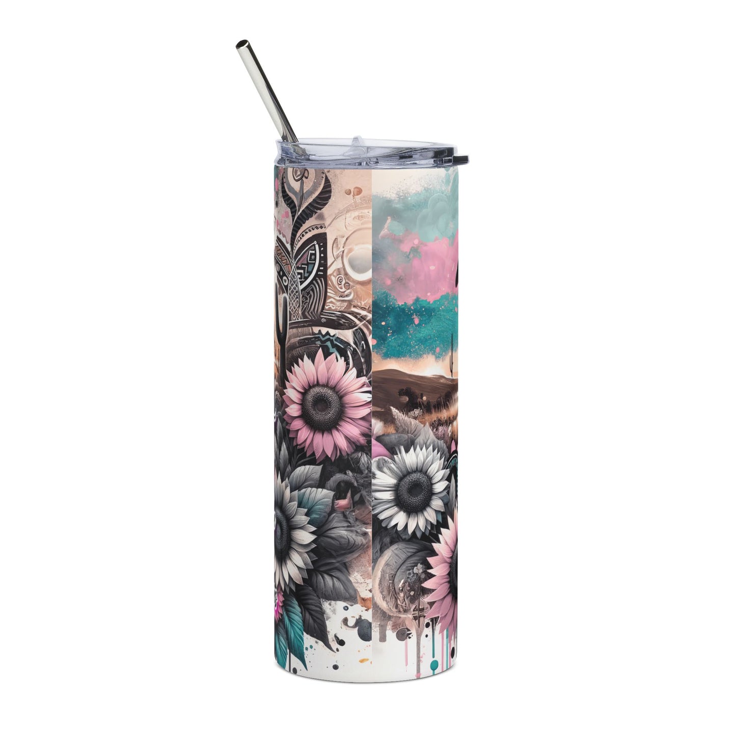Cowgirl Sunflower 20oz Stainless Tumbler — Western Floral Travel Mug