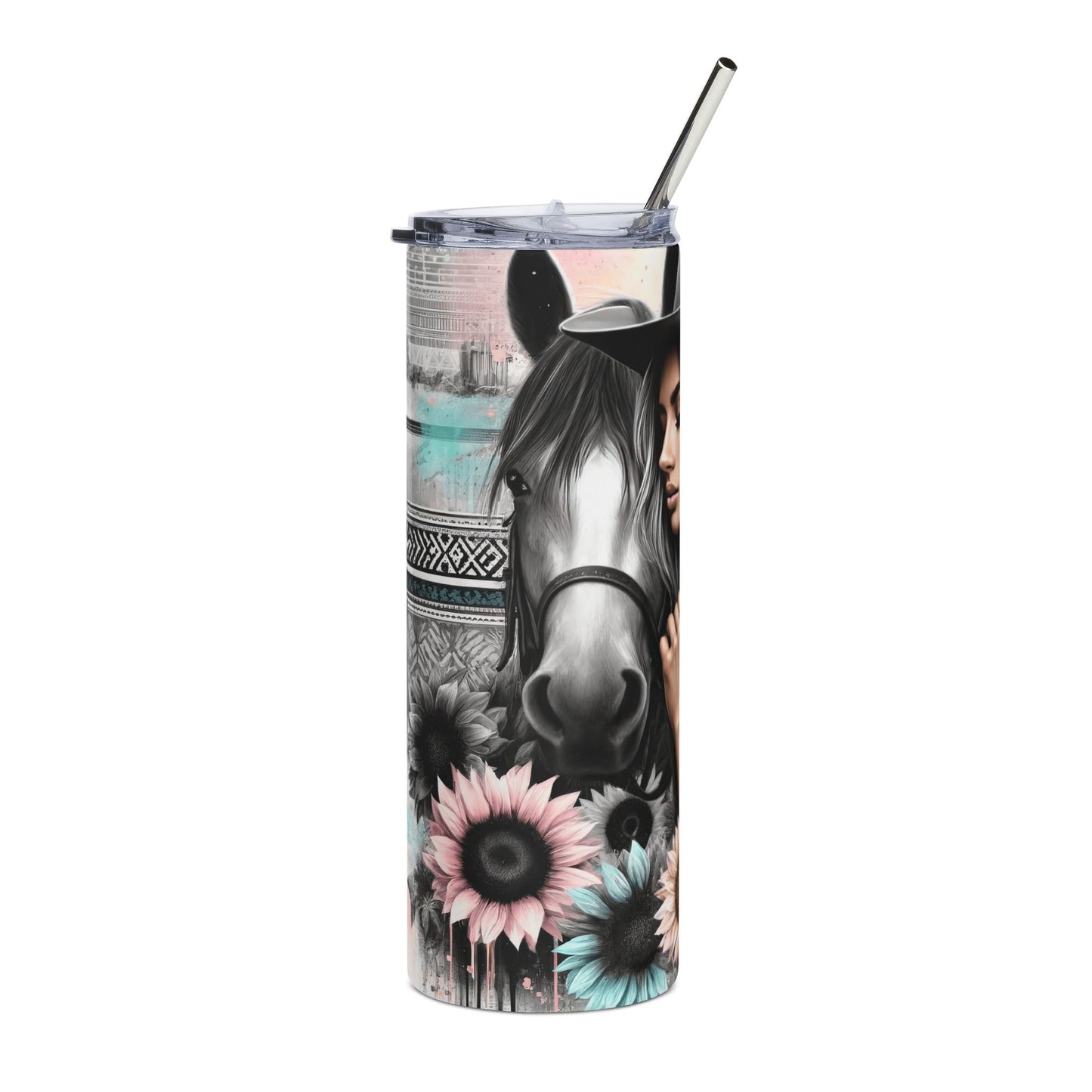 Western Cowgirl Horse Tumbler — 'Ain't No Place Like Home' 20oz Stainless Steel Travel Cup