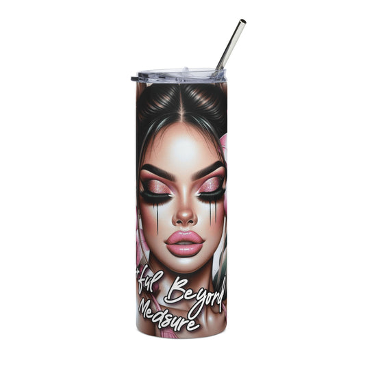 20oz Stainless Steel Tumbler — Floral Glam 'Powerful Beyond Measure' Skinny Tumbler