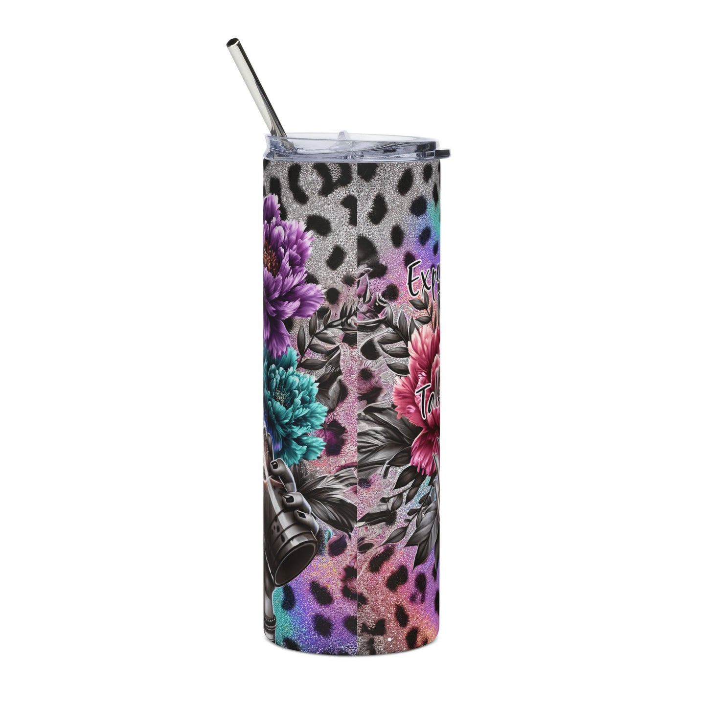 20oz Stainless Steel Tumbler — Colorful Goth Woman Design with 'Expensive, Difficult and Takes Care' Quote