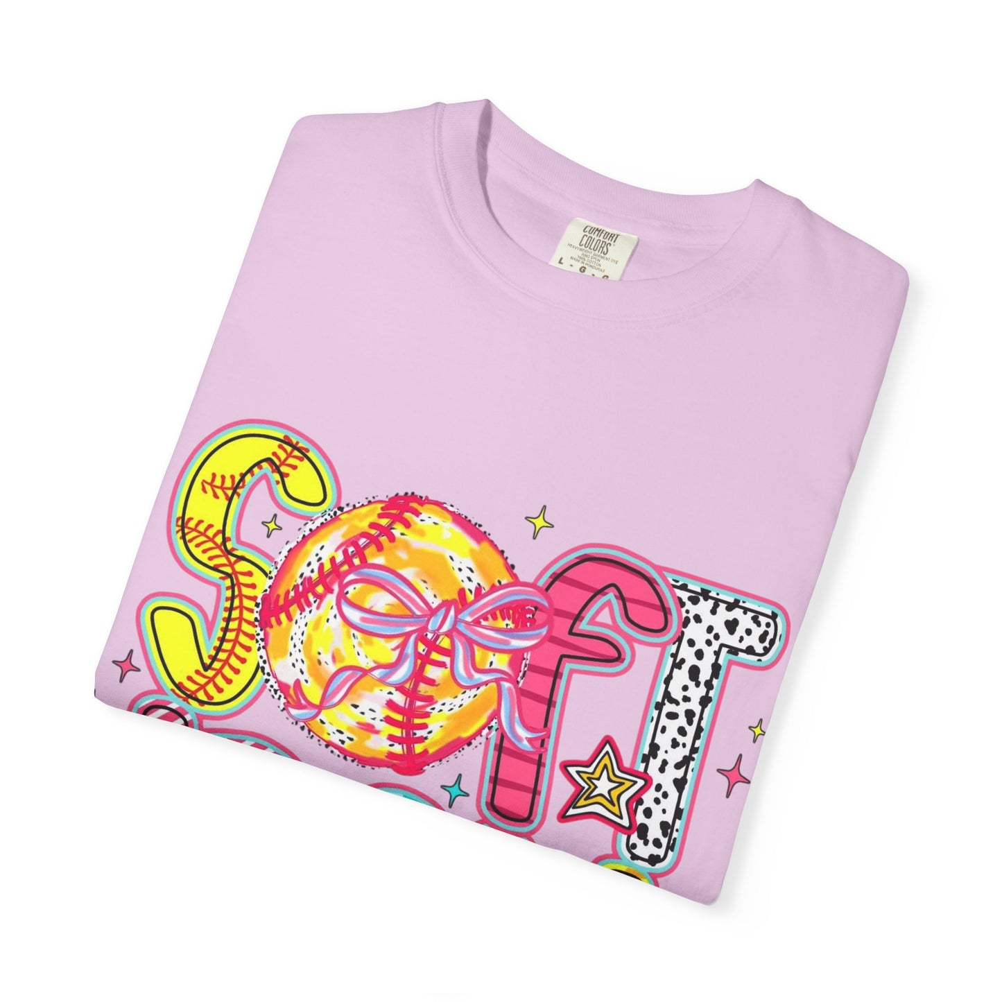 Softball Graphic T-Shirt — Colorful Retro "Softball" Lettering Tee