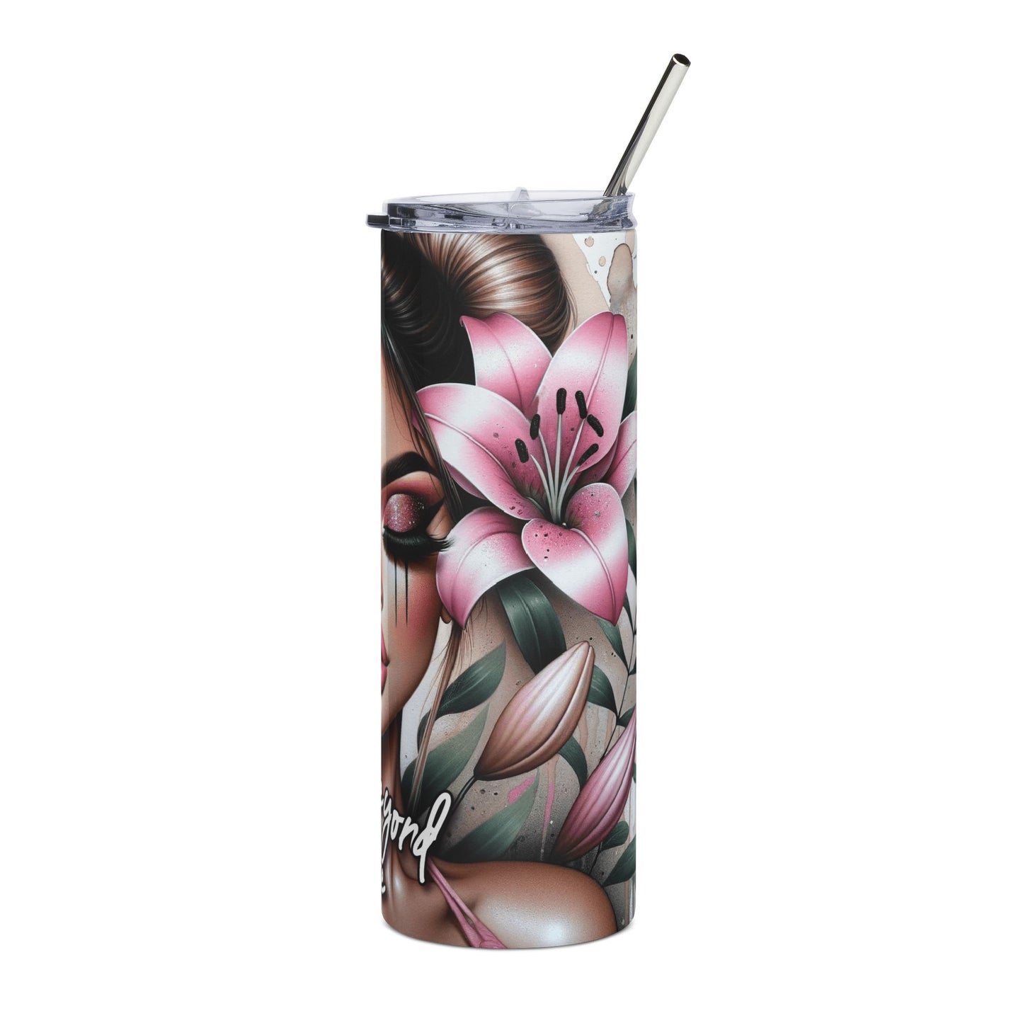 20oz Stainless Steel Tumbler — Floral Glam 'Powerful Beyond Measure' Skinny Tumbler