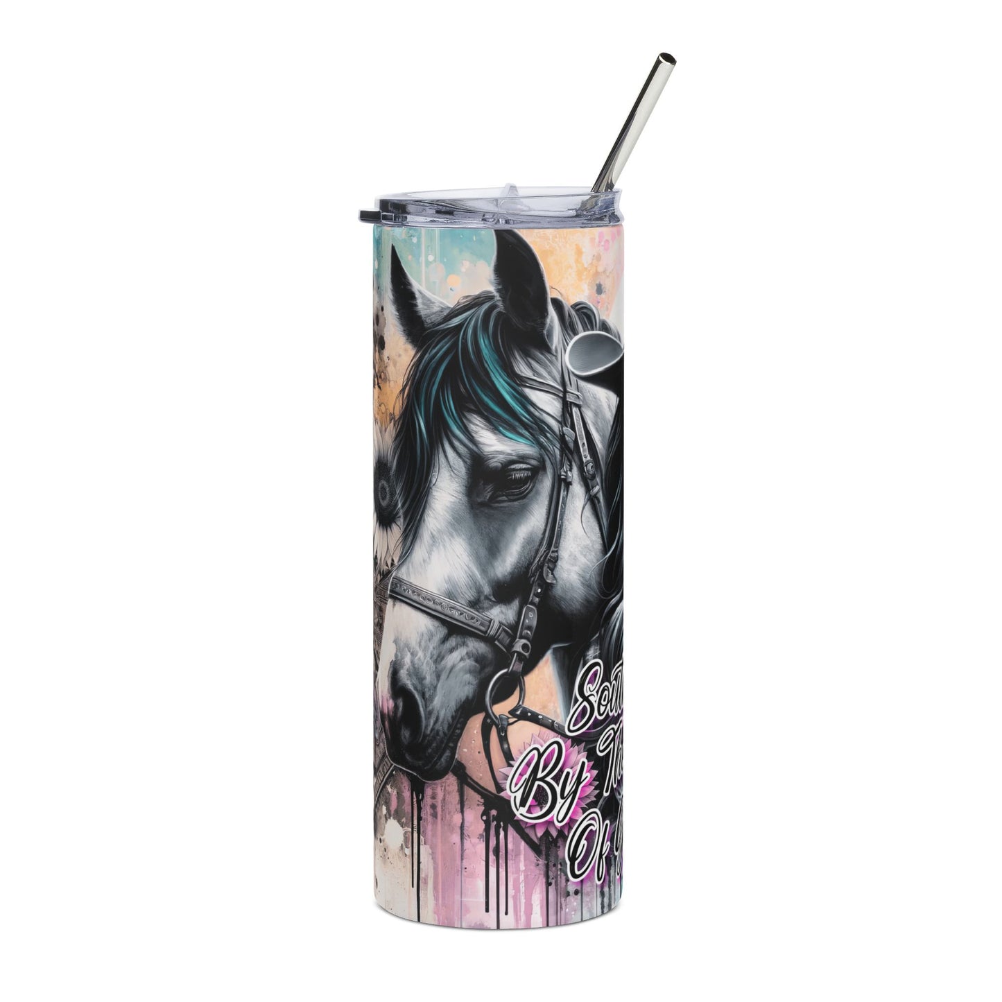 20oz Stainless Tumbler — Southern By The Grace Of God Horse & Cowgirl Design